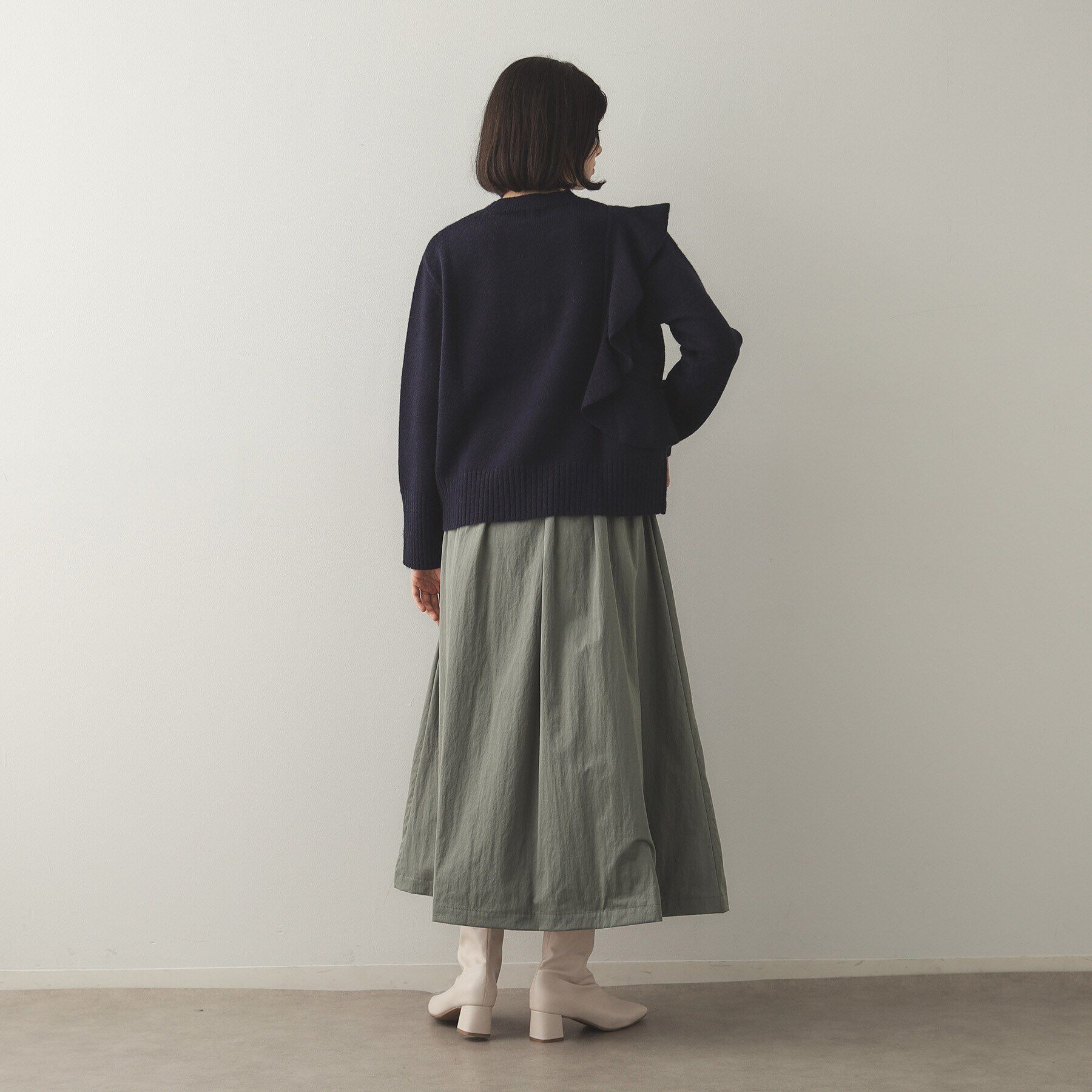 OPAQUE.CLIP「《美人百花掲載》アシメフリルミドルゲージニット【洗濯機洗い可】」|ニット・セーター|