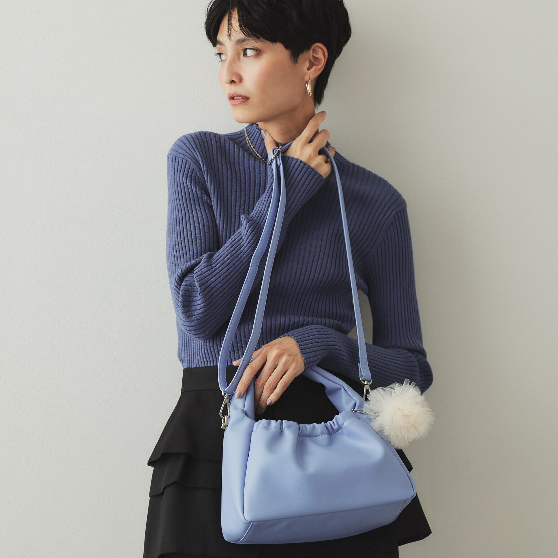 OPAQUE.CLIP「【2WAY】チュールチャーム付きミニショルダーバッグ」|ショルダー・メッセンジャー|