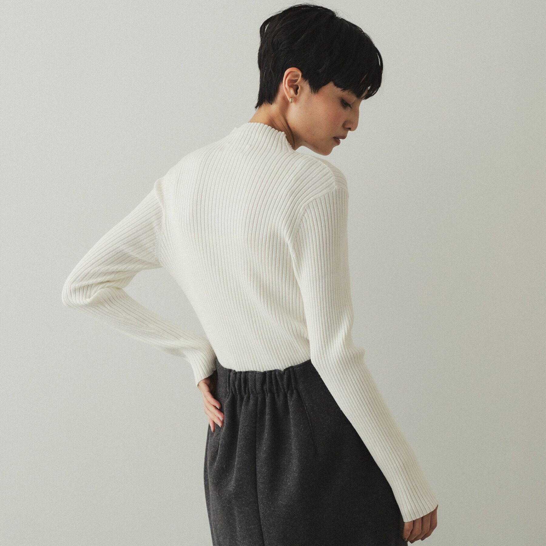 OPAQUE.CLIP「《5color/S-LLsize》もちもちハイネックリブニット【洗濯機洗い可】」|ニット・セーター|