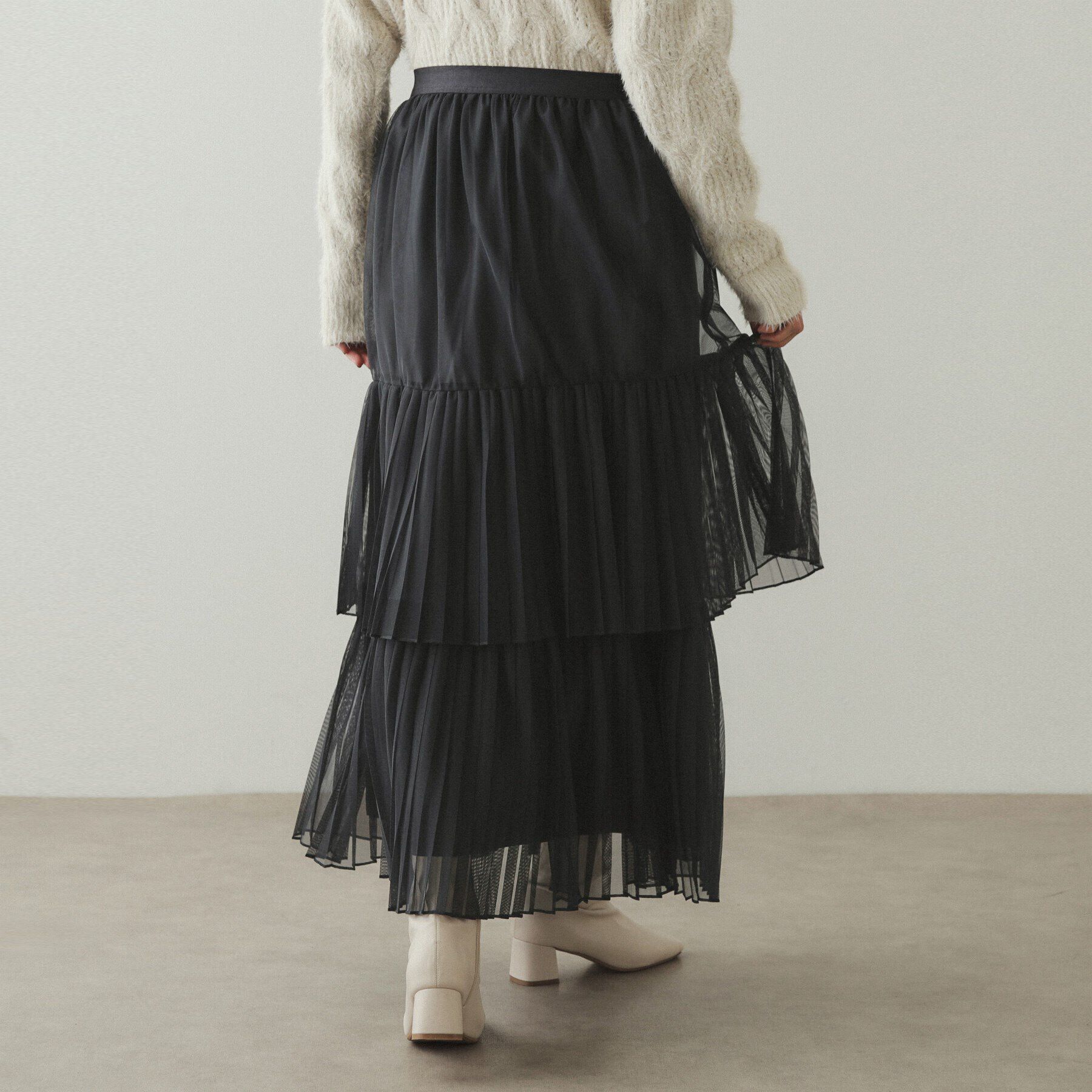 OPAQUE.CLIP「チュールプリーツティアードスカート【洗濯機洗い可】」|スカート|