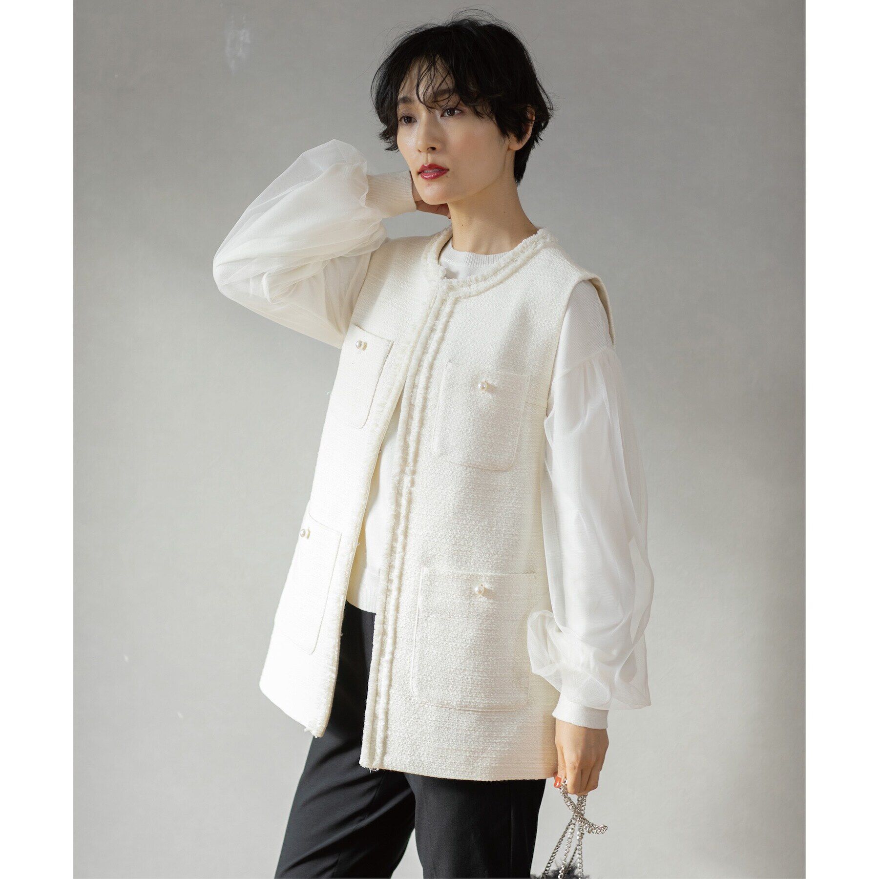 OPAQUE.CLIP「《通勤・セレモニー対応》コットンツイードジレ」|ベスト・ジレ|