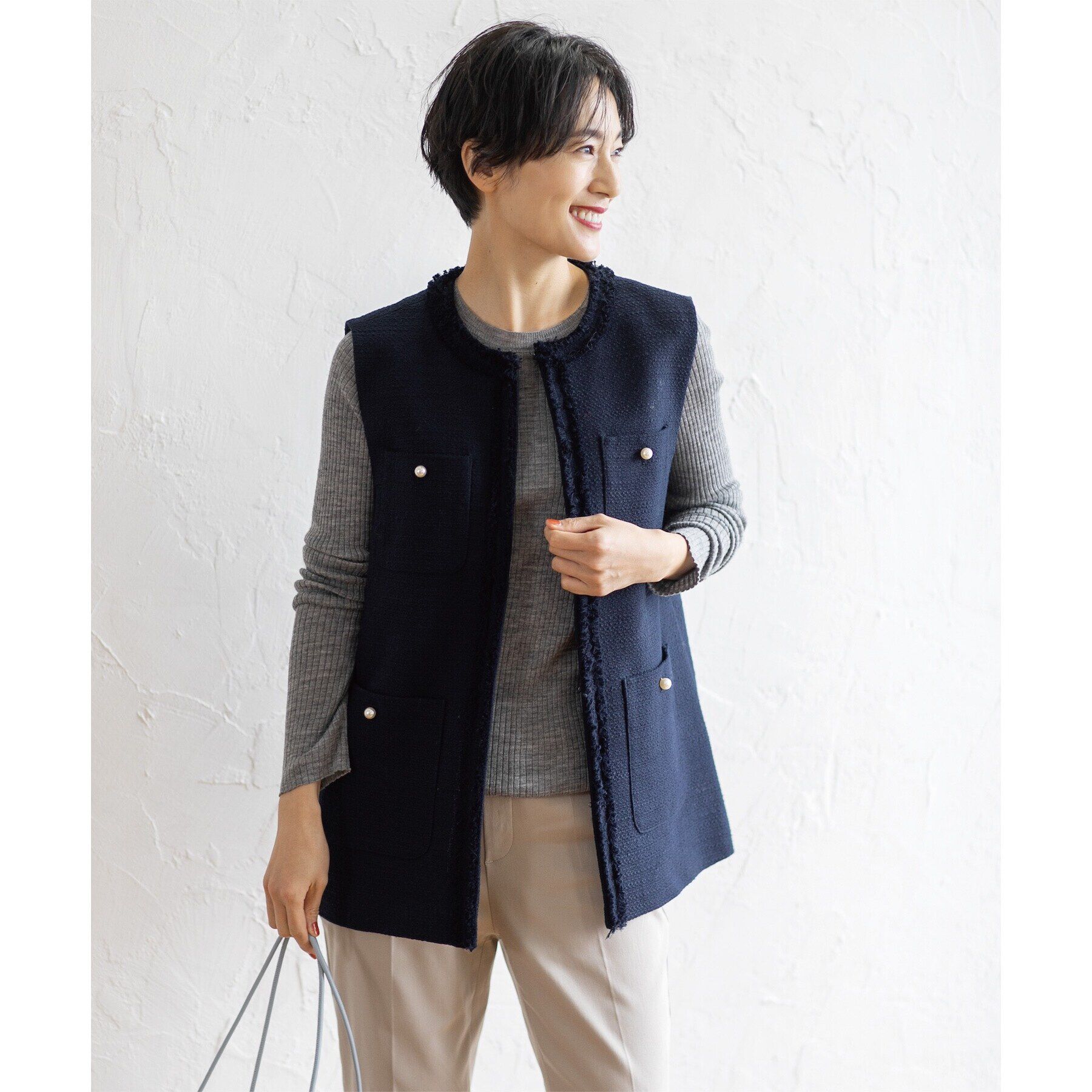 OPAQUE.CLIP「《通勤・セレモニー対応》コットンツイードジレ」|ベスト・ジレ|