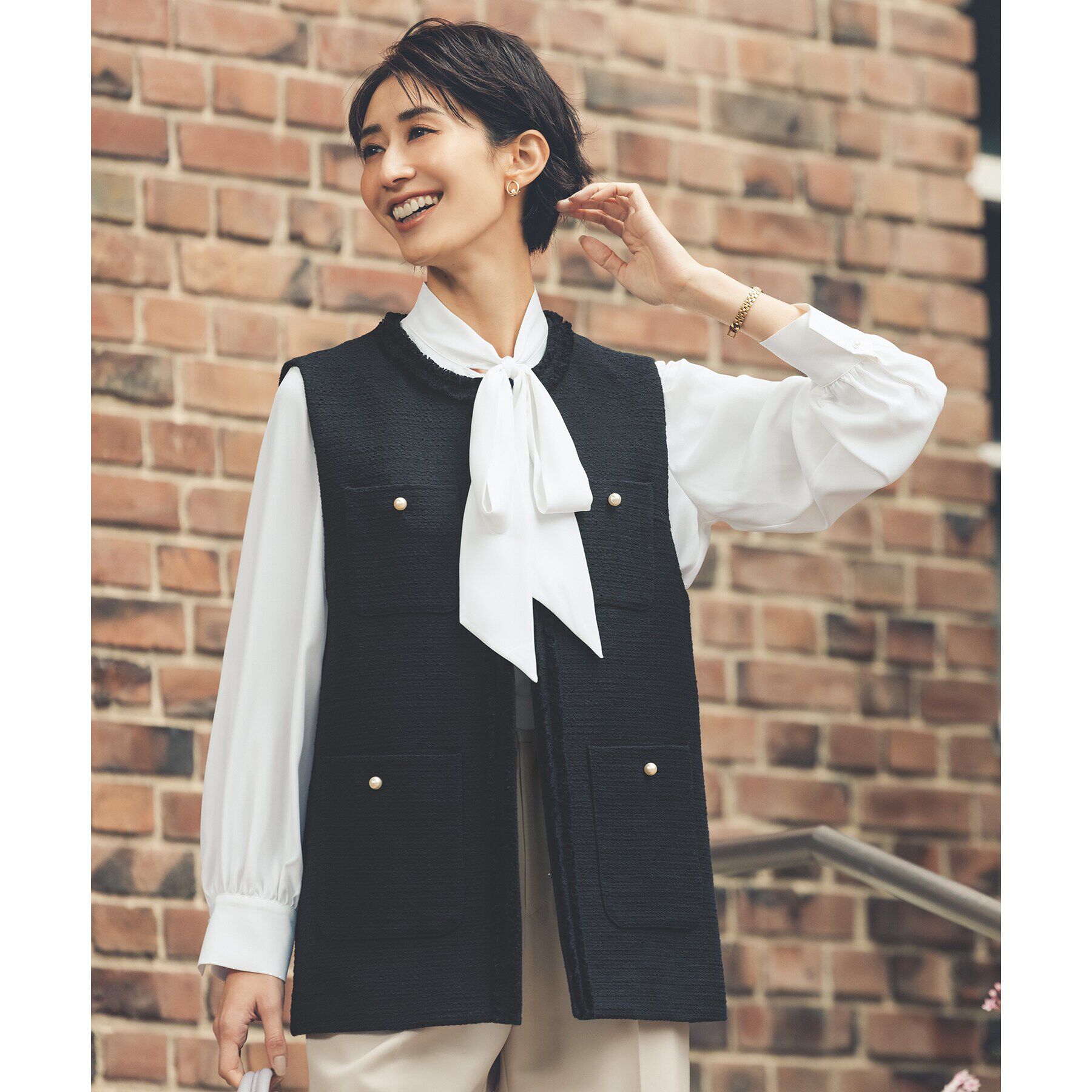 OPAQUE.CLIP「《通勤・セレモニー対応》ボウタイブラウス【洗濯機洗い可】」|シャツ・ブラウス|