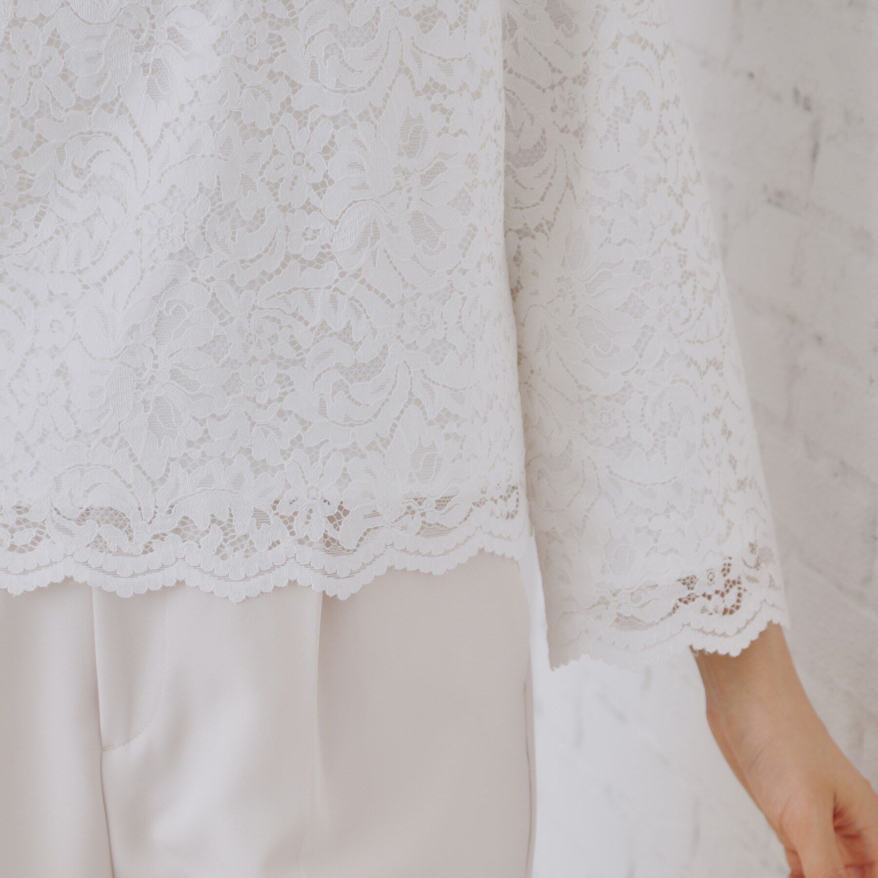 OPAQUE.CLIP「《通勤・セレモニー対応》レースブラウス【洗濯機洗い可】」|シャツ・ブラウス|