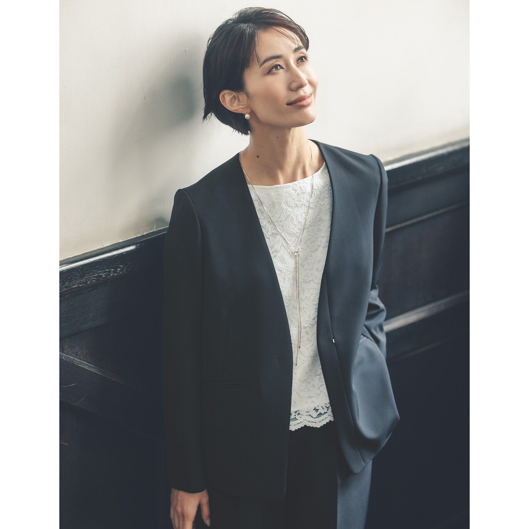 OPAQUE.CLIP「《通勤・セレモニー対応》レースブラウス【洗濯機洗い可】」|シャツ・ブラウス|