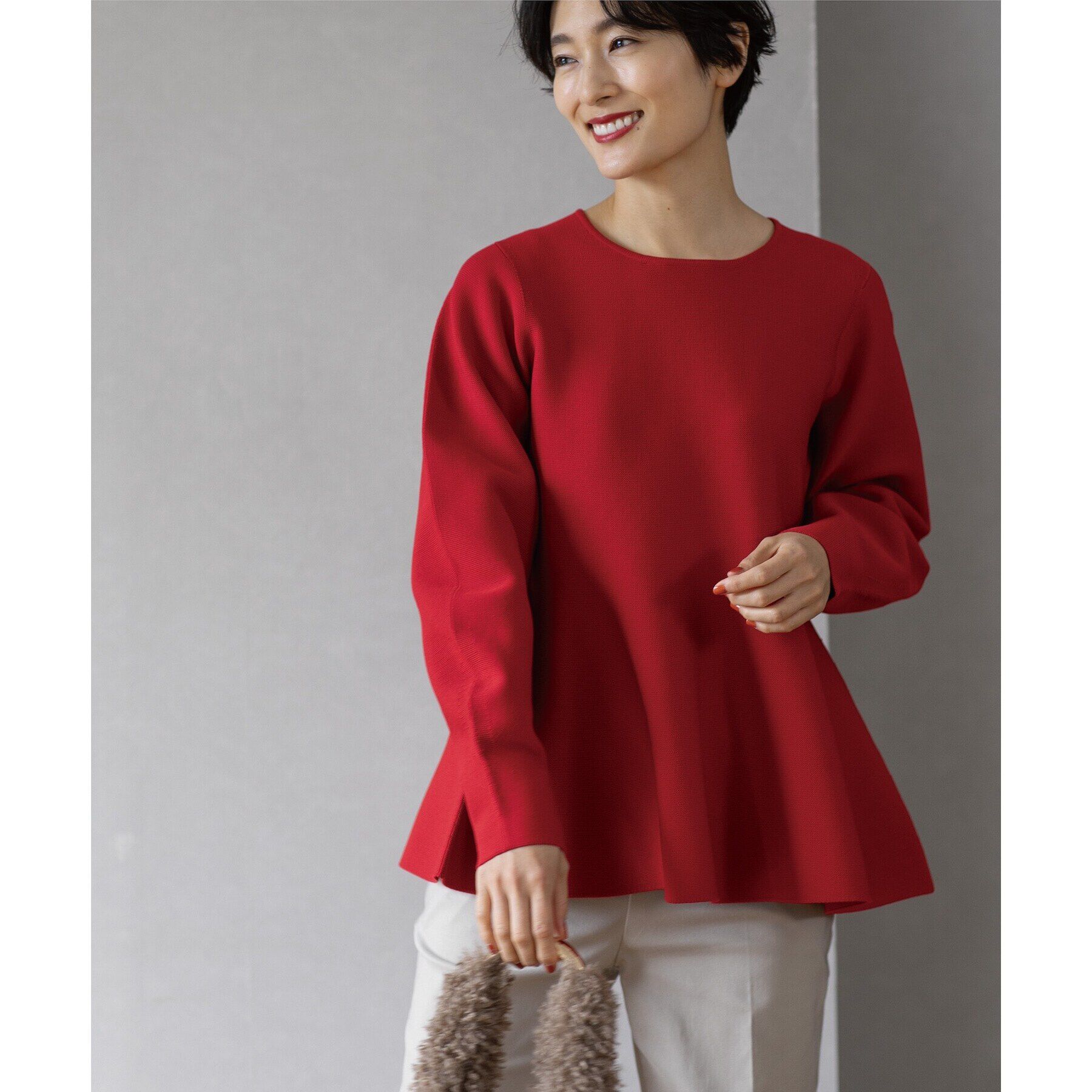 OPAQUE.CLIP「《5color》シームレスペプラムニット【洗濯機洗い可】」|ニット・セーター|