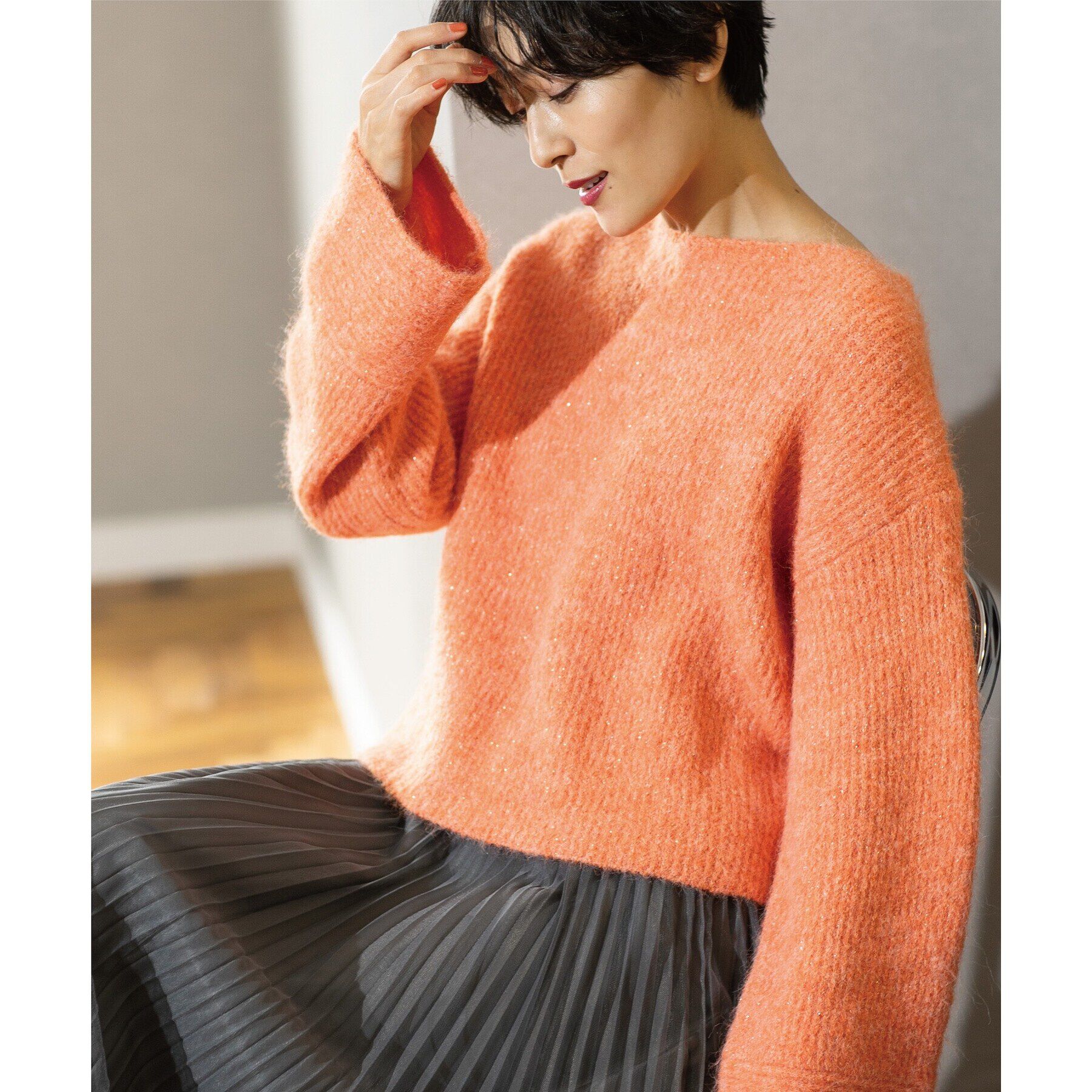 OPAQUE.CLIP「ラメショートミドルゲージニット【洗濯機洗い可】」|ニット・セーター|