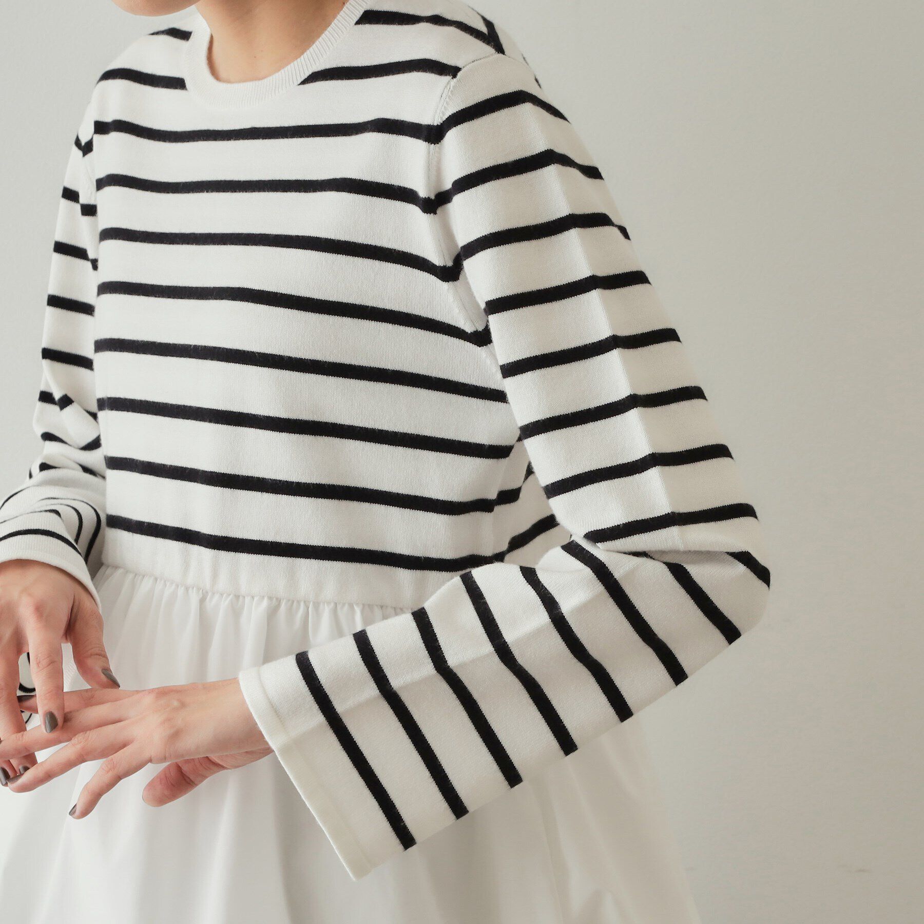 OPAQUE.CLIP「バルーンドッキングペプラムニット【洗濯機洗い可】」|Tシャツ・カットソー|