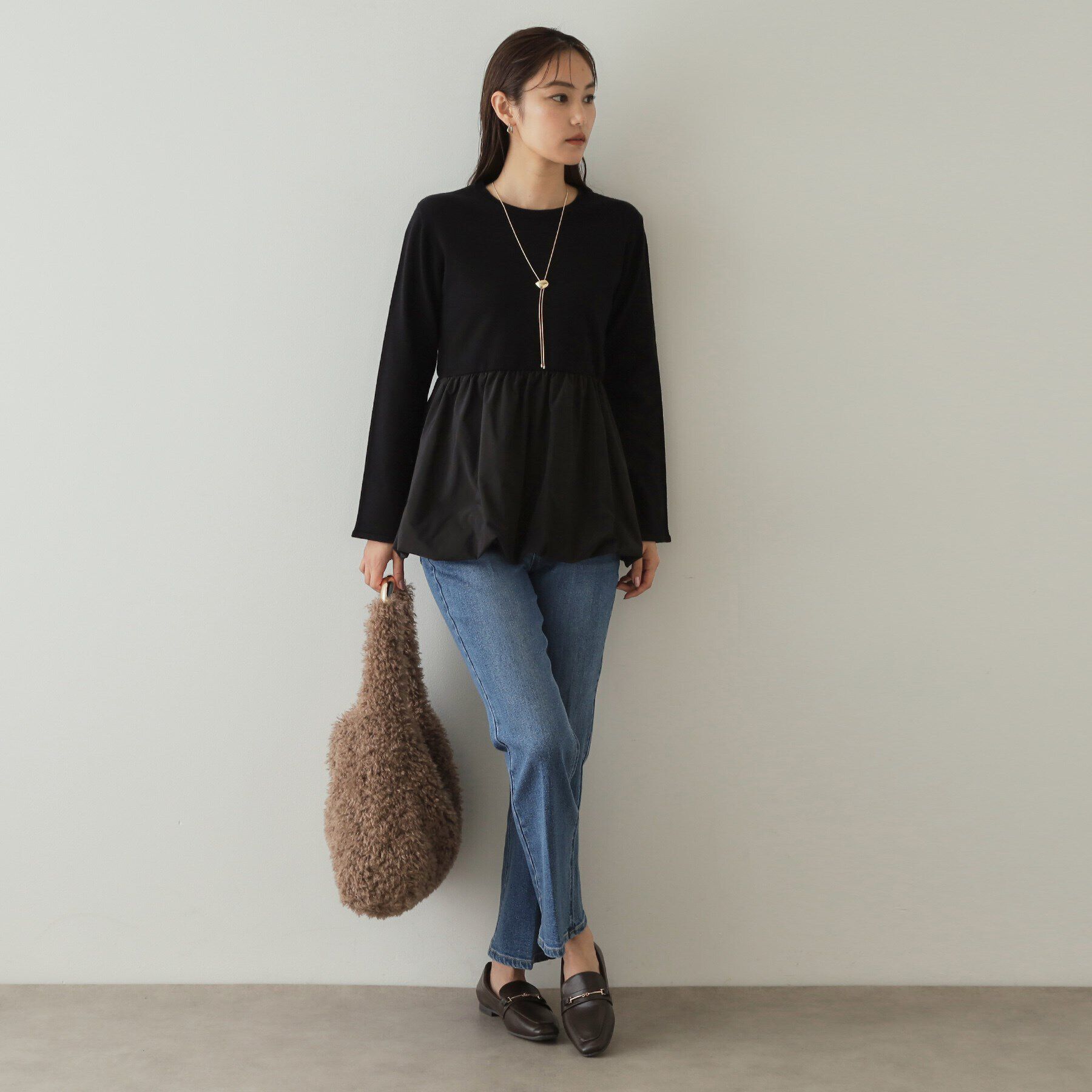 OPAQUE.CLIP「バルーンドッキングペプラムニット【洗濯機洗い可】」|Tシャツ・カットソー|