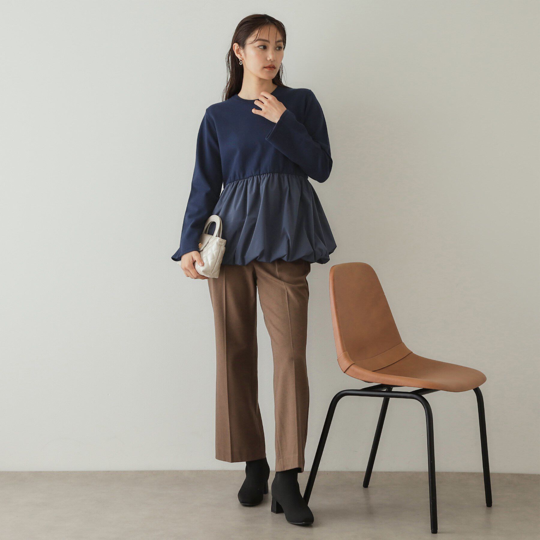 OPAQUE.CLIP「バルーンドッキングペプラムニット【洗濯機洗い可】」|Tシャツ・カットソー|