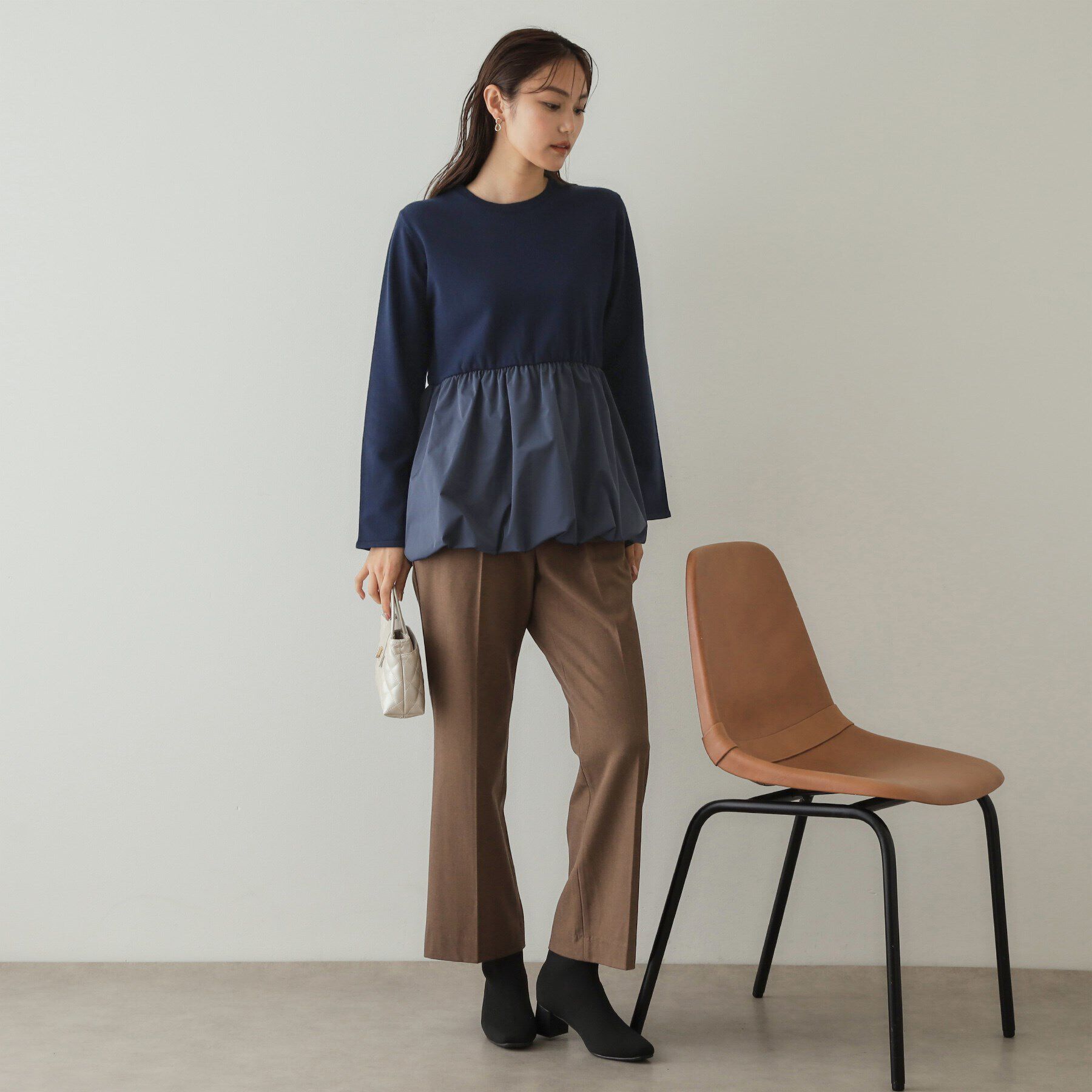 OPAQUE.CLIP「バルーンドッキングペプラムニット【洗濯機洗い可】」|Tシャツ・カットソー|