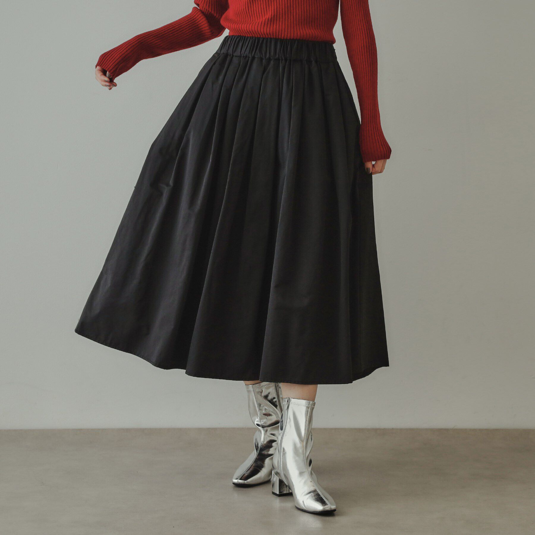 OPAQUE.CLIP「【大草直子さんコラボ】タック＆ギャザースカート」|スカート|ブラック(019)