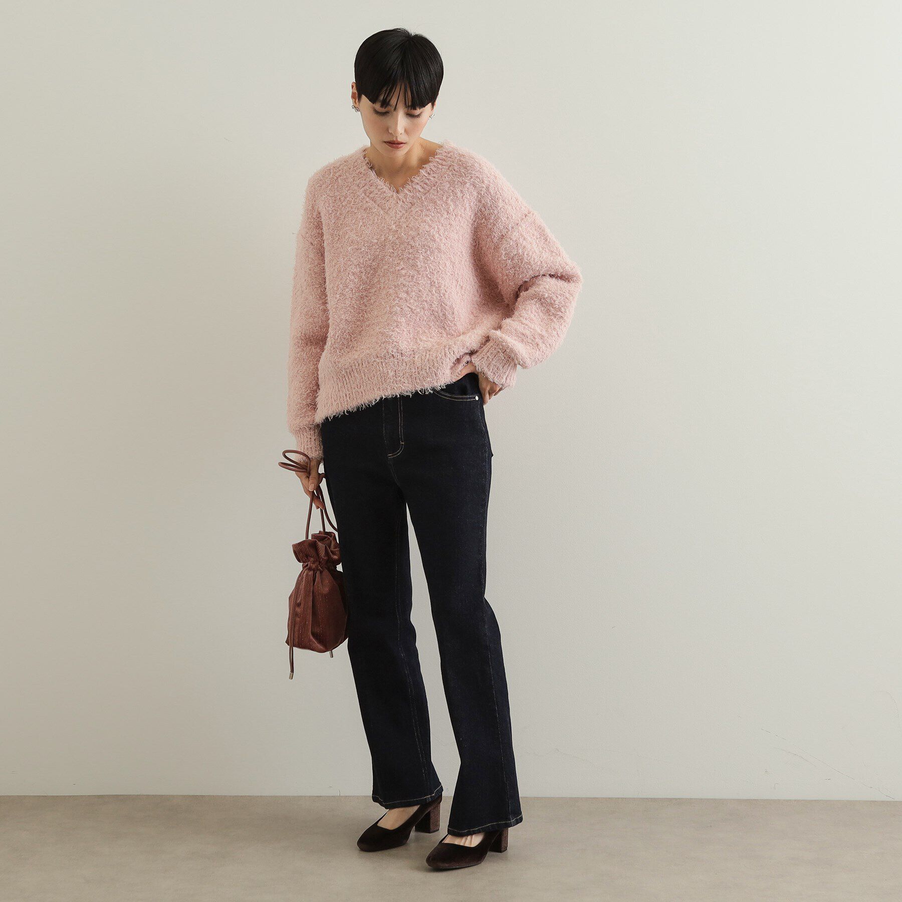 OPAQUE.CLIP「Vネックローゲージニット【洗濯機洗い可／抗ピル】」|ニット・セーター|