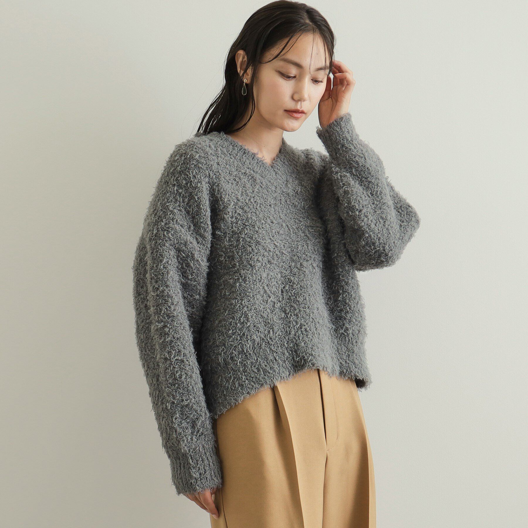 OPAQUE.CLIP「Vネックローゲージニット【洗濯機洗い可／抗ピル】」|ニット・セーター|