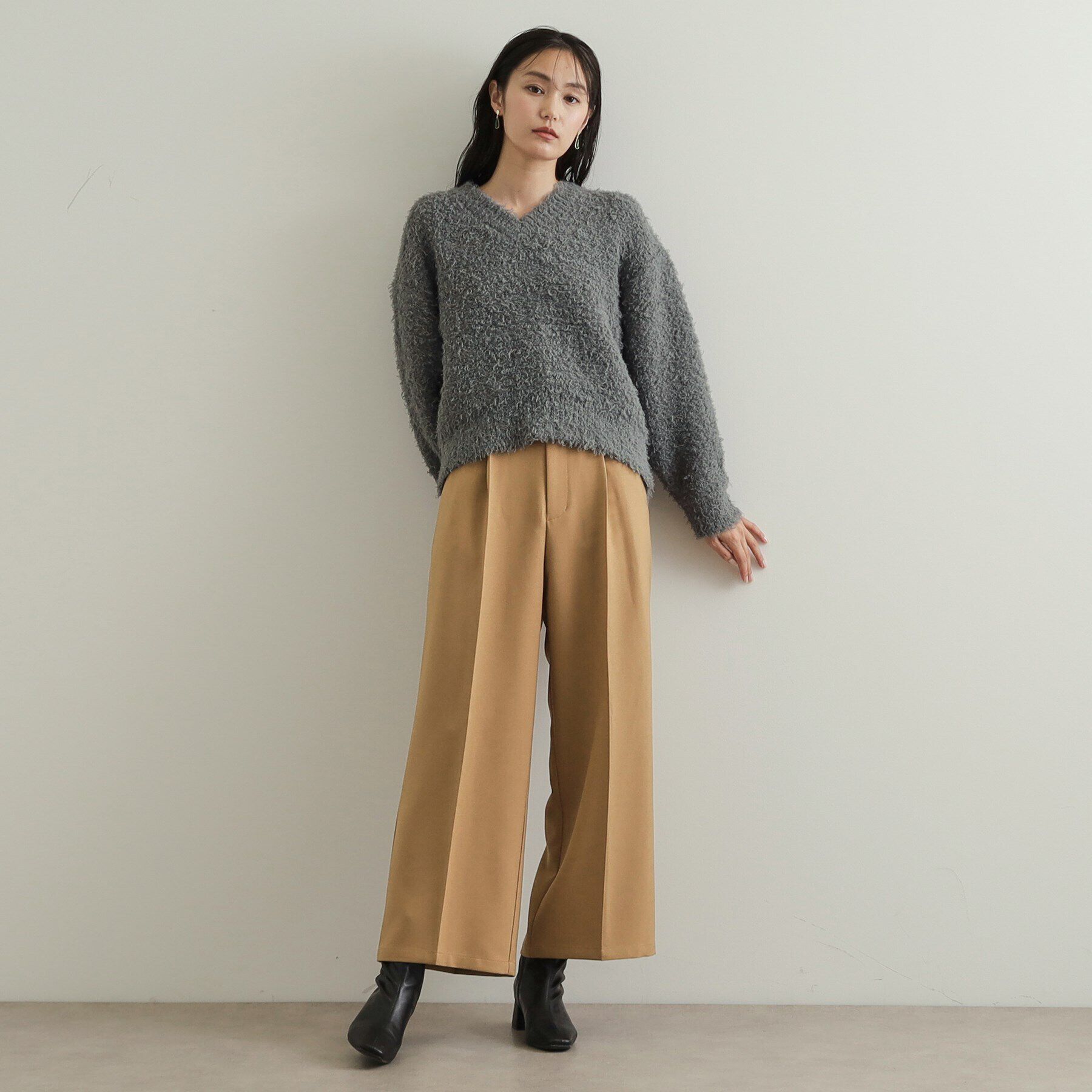 OPAQUE.CLIP「Vネックローゲージニット【洗濯機洗い可／抗ピル】」|ニット・セーター|