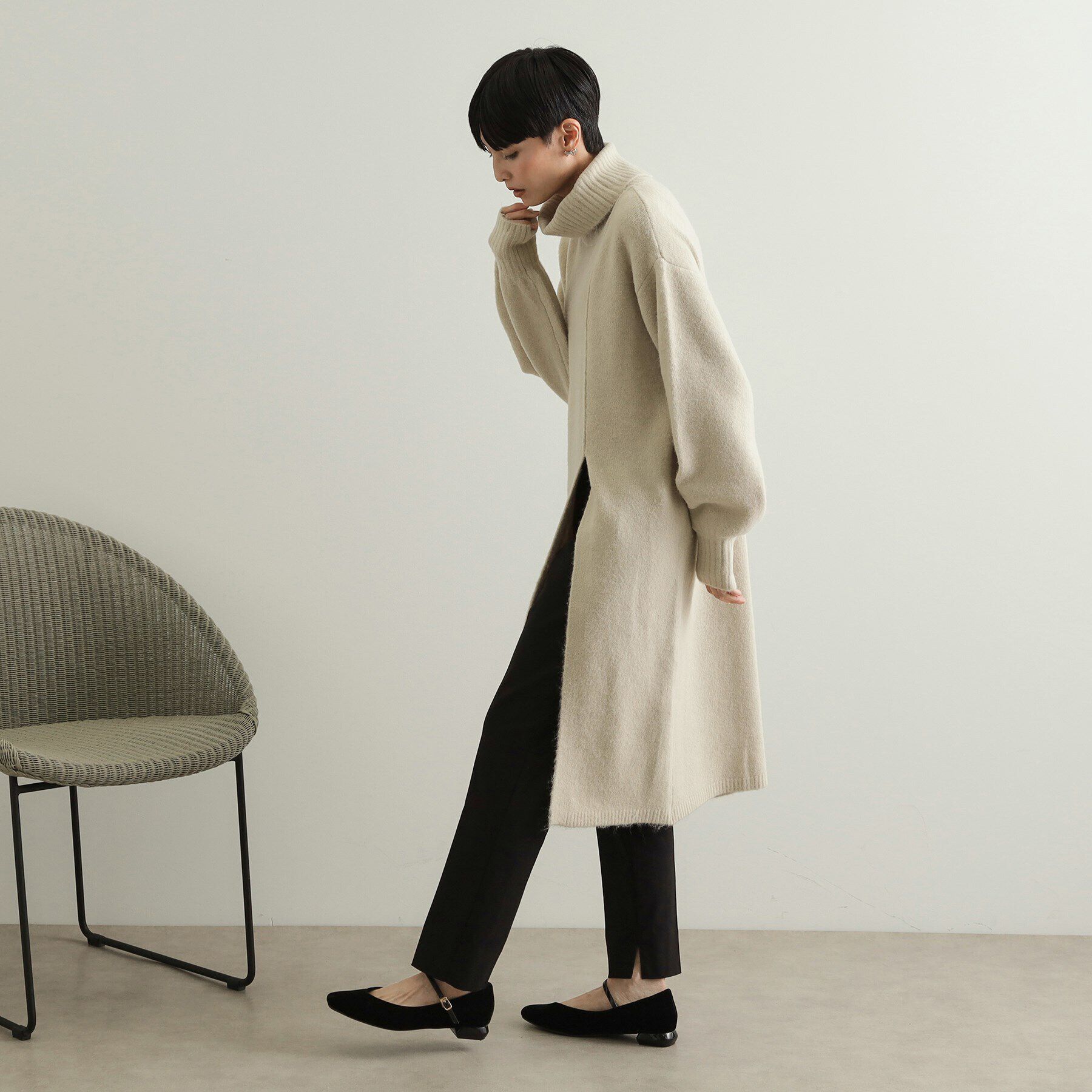 OPAQUE.CLIP「タートルスリットチュニックニット【洗濯機洗い可】」|ニット・セーター|