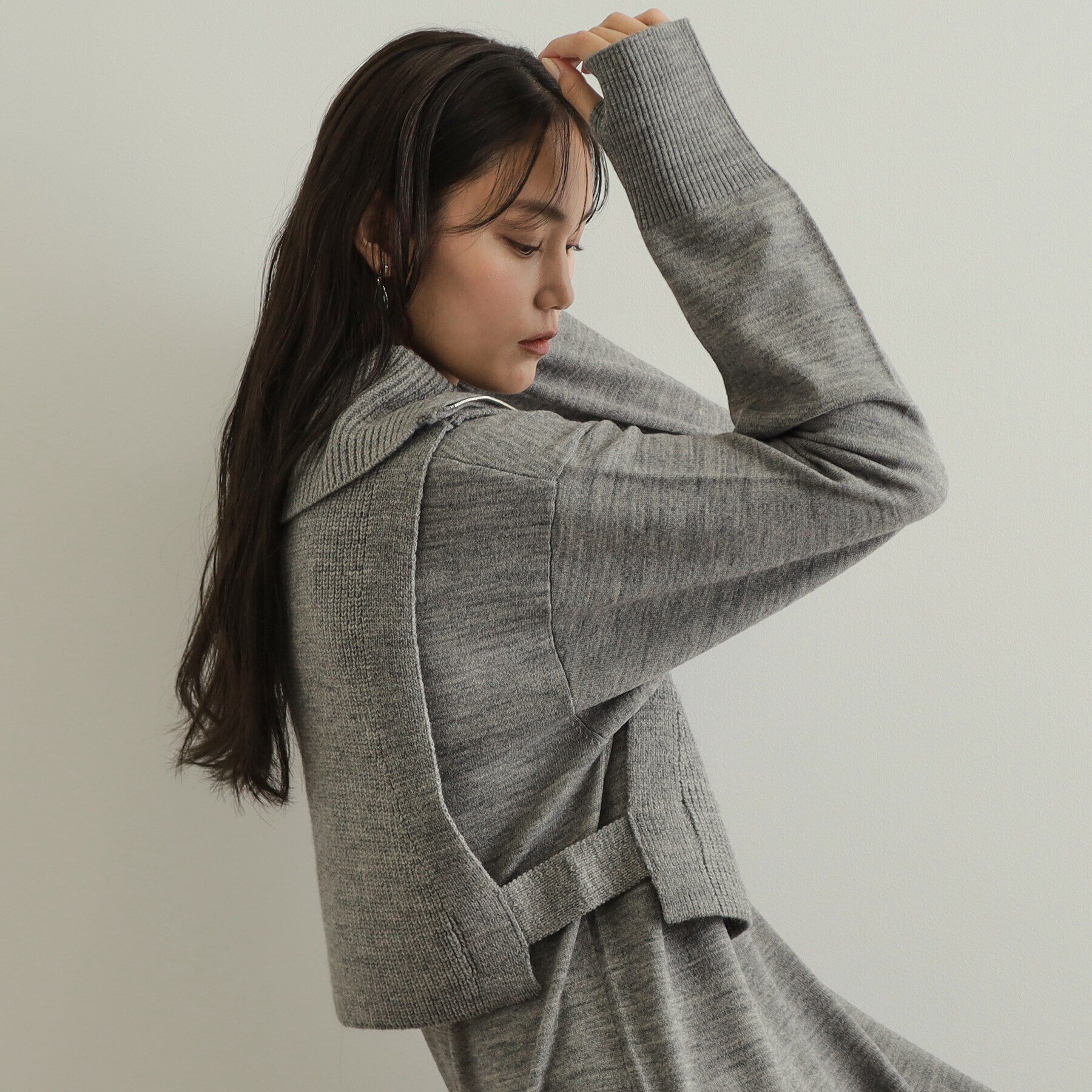 OPAQUE.CLIP「≪ツインセット≫ハーフZIPベスト&times;ニットワンピース【洗濯機洗い可】」|ワンピース|