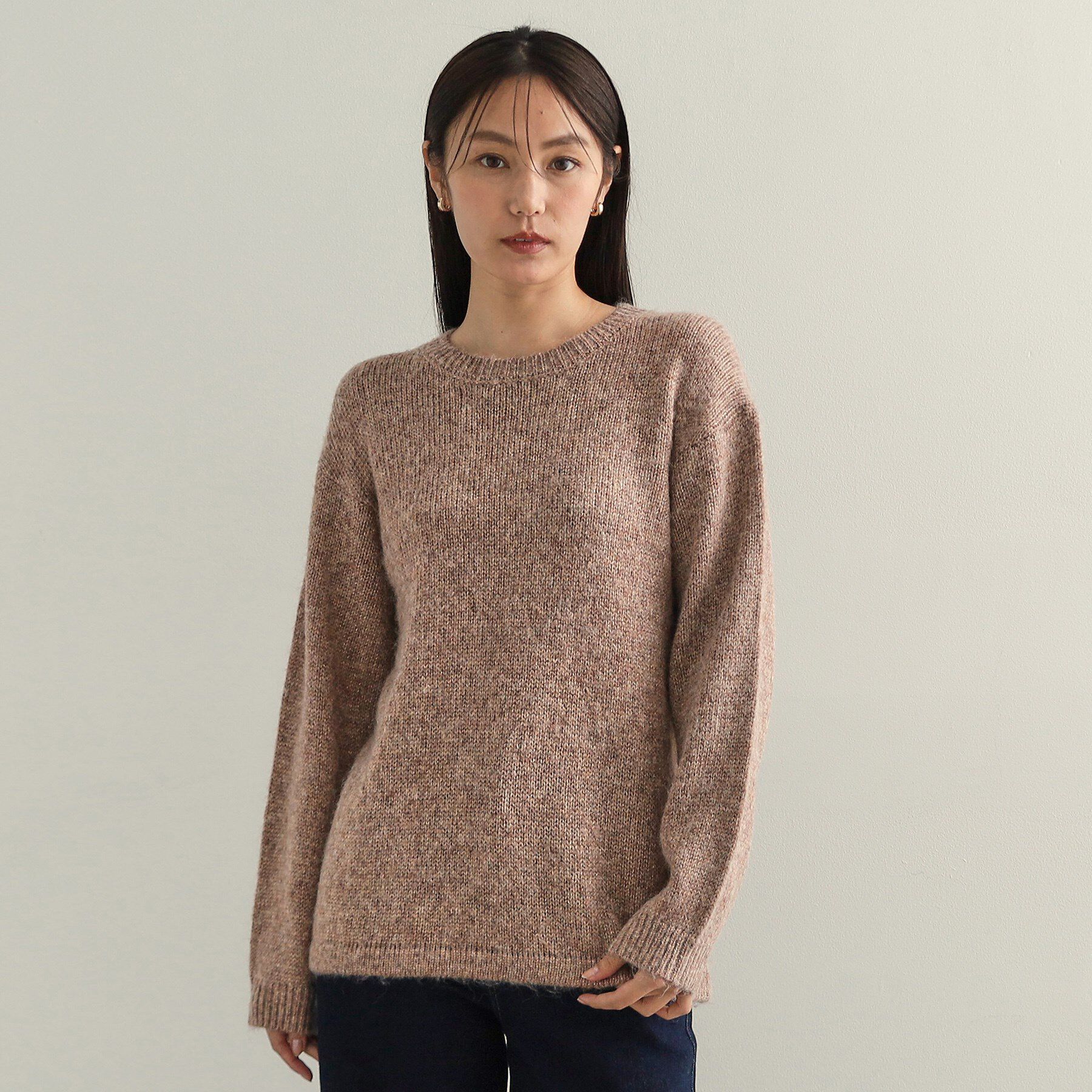 OPAQUE.CLIP「ウエストベルト付きヘアリーラメニット【洗濯機洗い可】」|ニット・セーター|