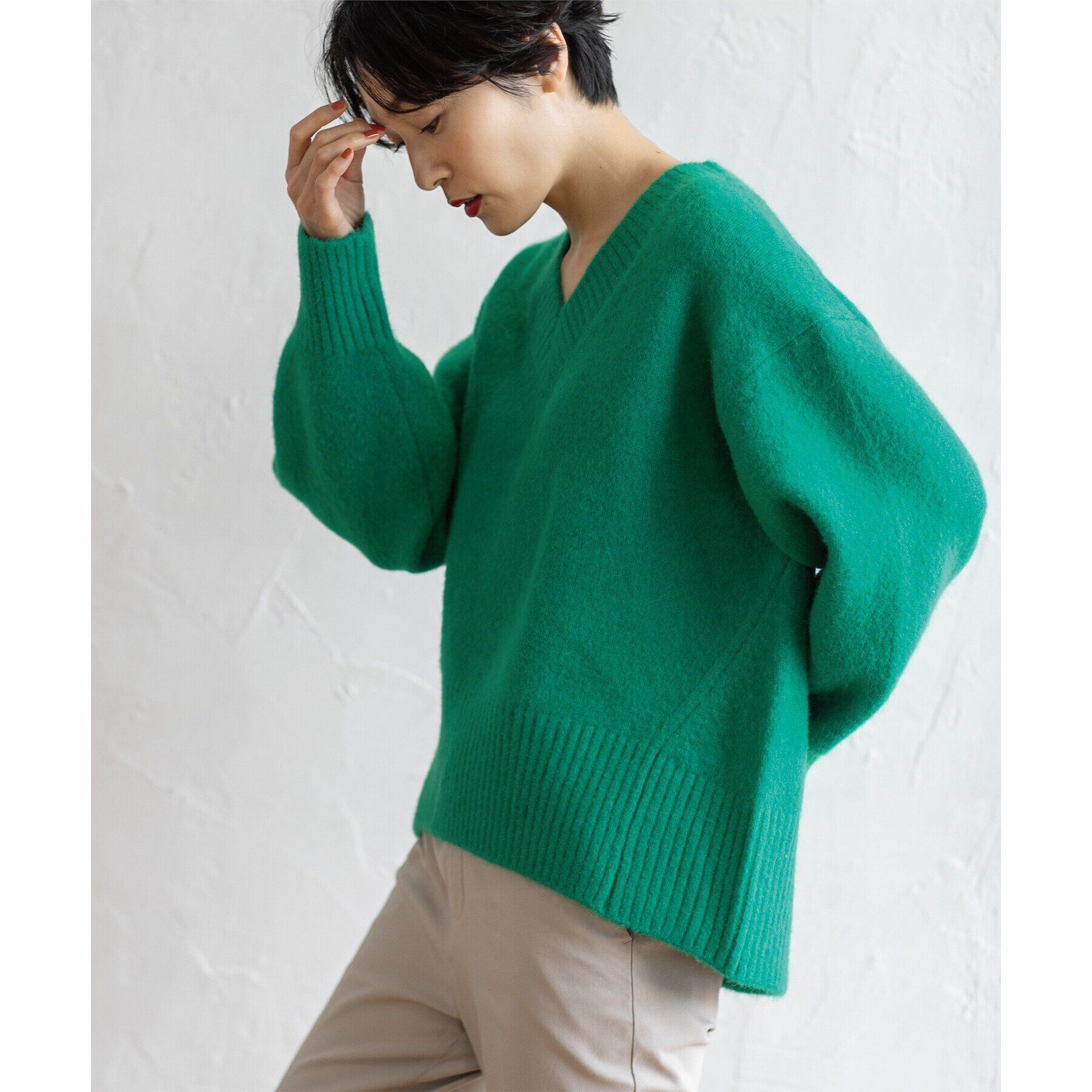 OPAQUE.CLIP「《7color》ふわふわVネックニット【洗濯機洗い可】」|ニット・セーター|