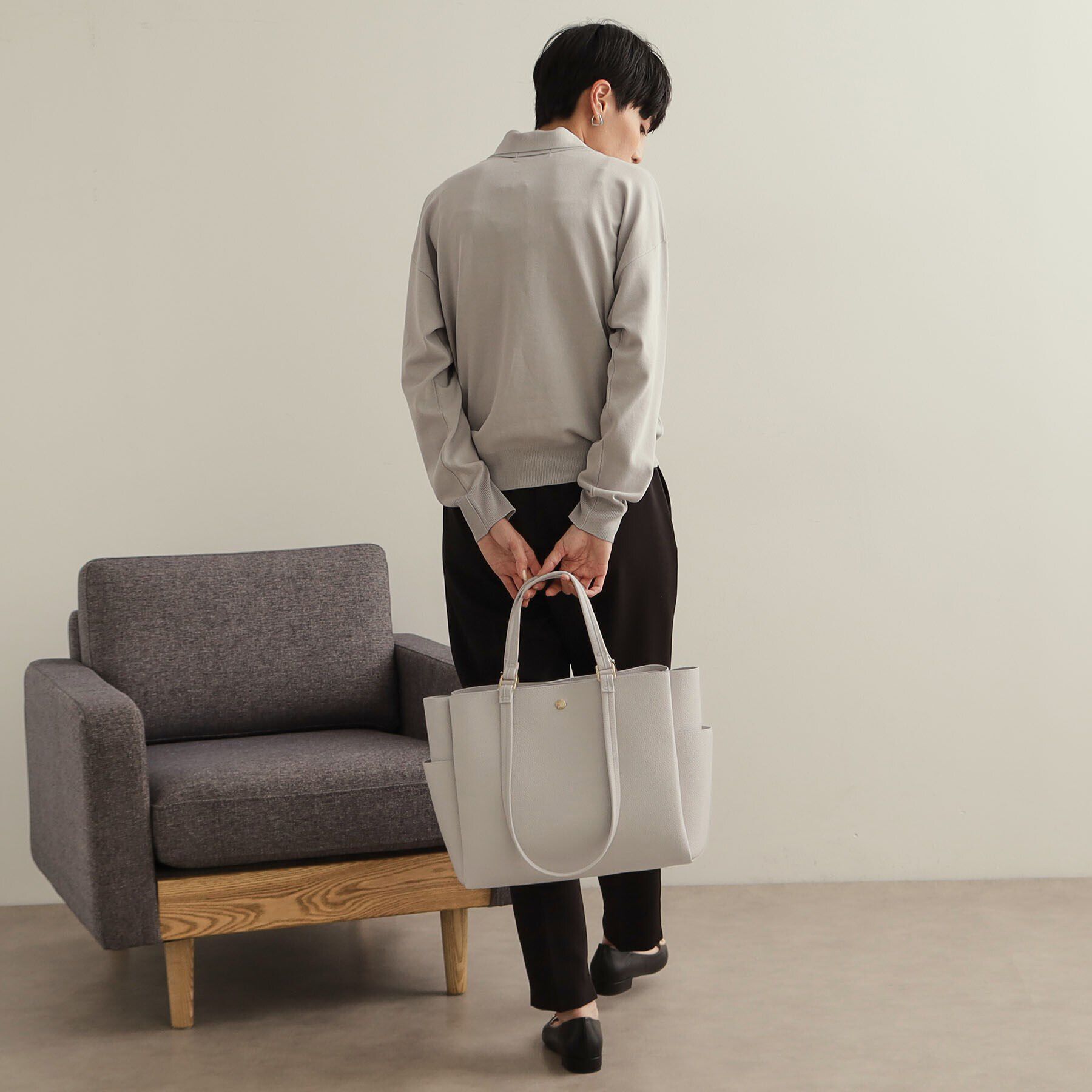 OPAQUE.CLIP「【軽量／A4サイズ対応／2WAY】シュリンク合皮大容量トートバッグ」|トートバッグ|