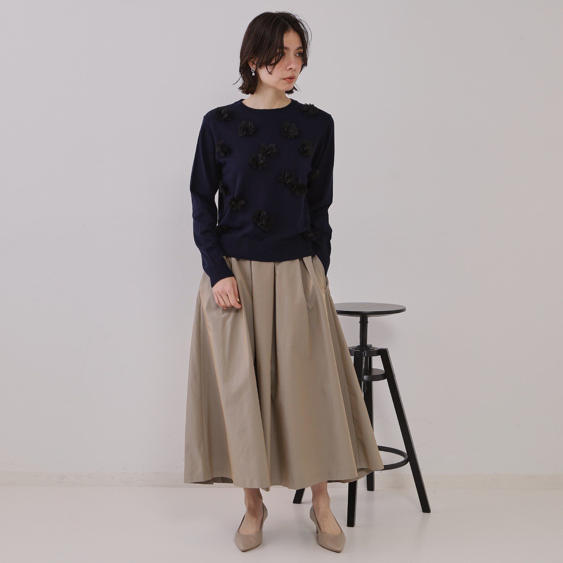 OPAQUE.CLIP「フラワーモチーフニット【洗濯機洗い可】」|ニット・セーター|