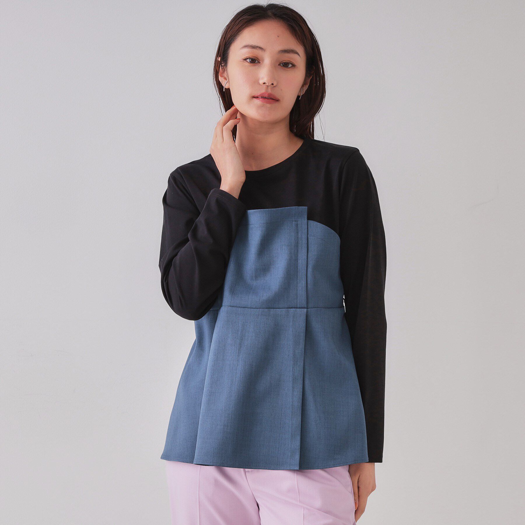 OPAQUE.CLIP「ベルト付ビスチェドッキングカットソー【洗濯機洗い可】」|Tシャツ・カットソー|