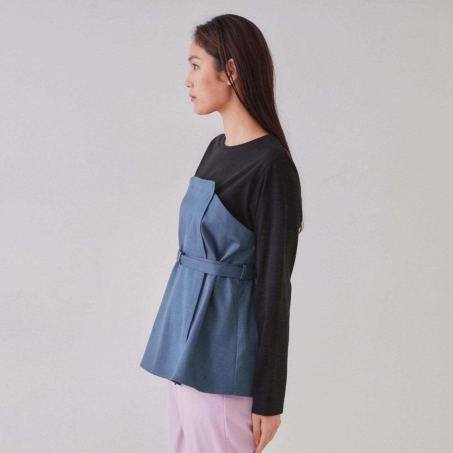 OPAQUE.CLIP「ベルト付ビスチェドッキングカットソー【洗濯機洗い可】」|Tシャツ・カットソー|