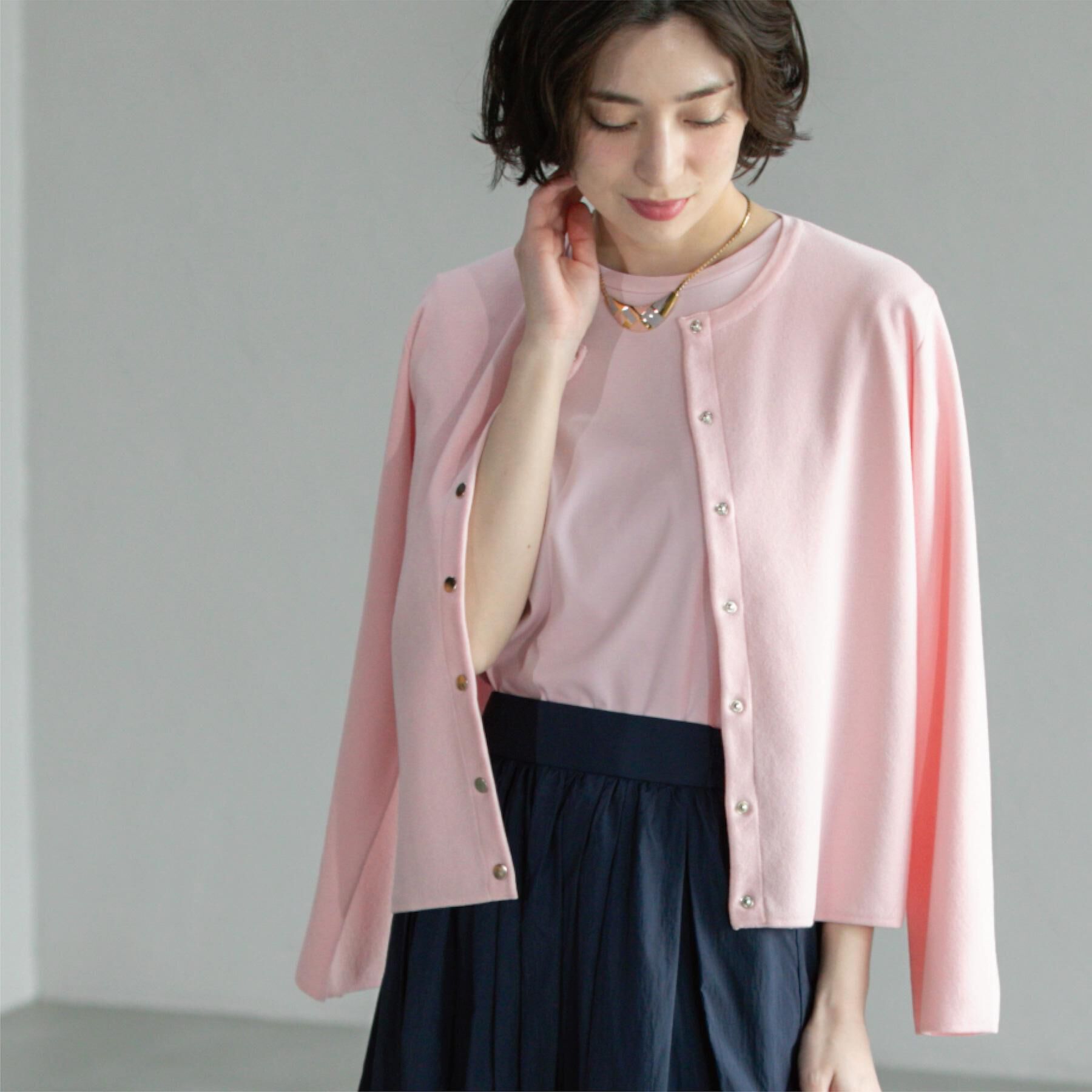 OPAQUE.CLIP「スナップボタンショートニットカーディガン【洗濯機洗い可】」|カーディガン|