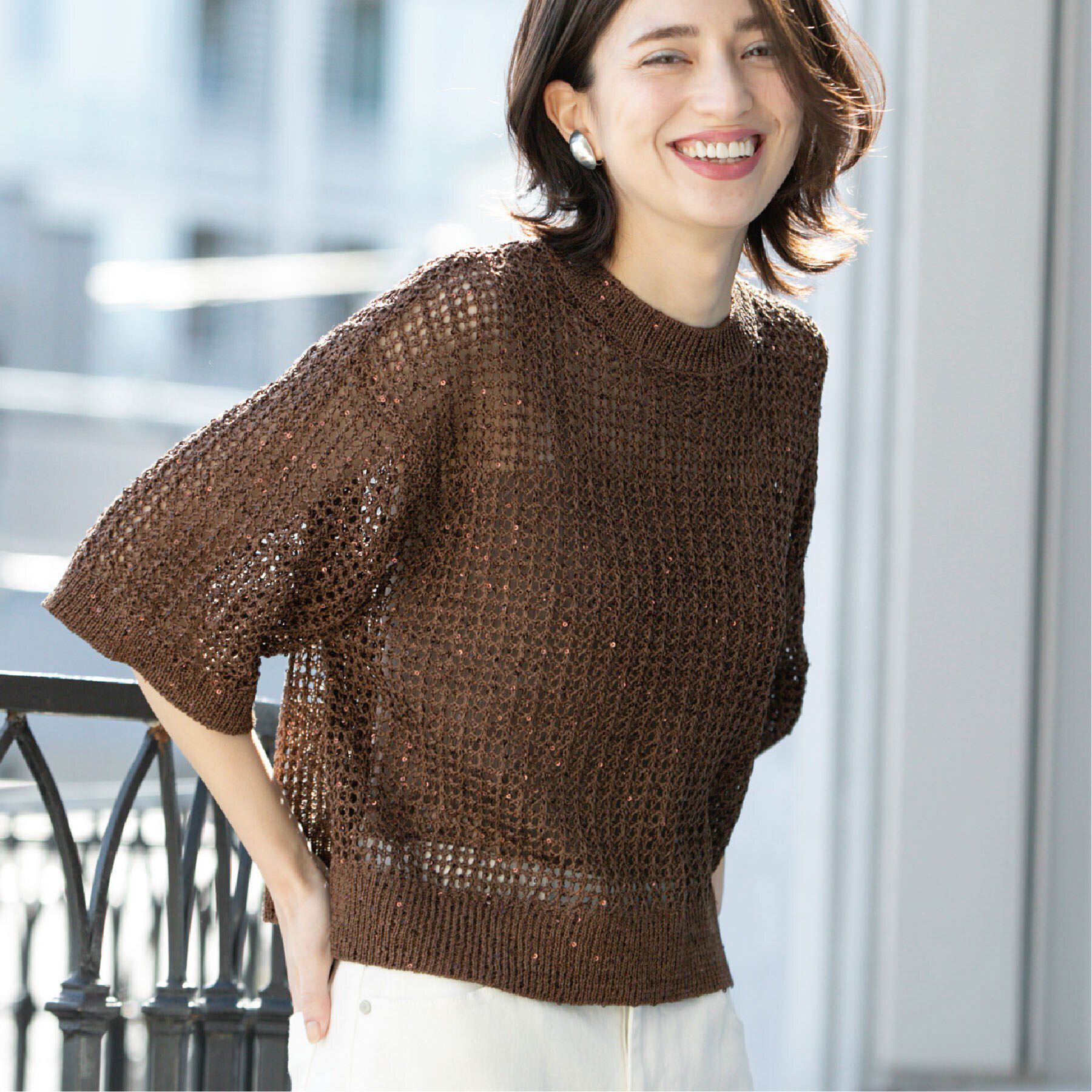 OPAQUE.CLIP「スパンコールメッシュニット」|ニット・セーター|