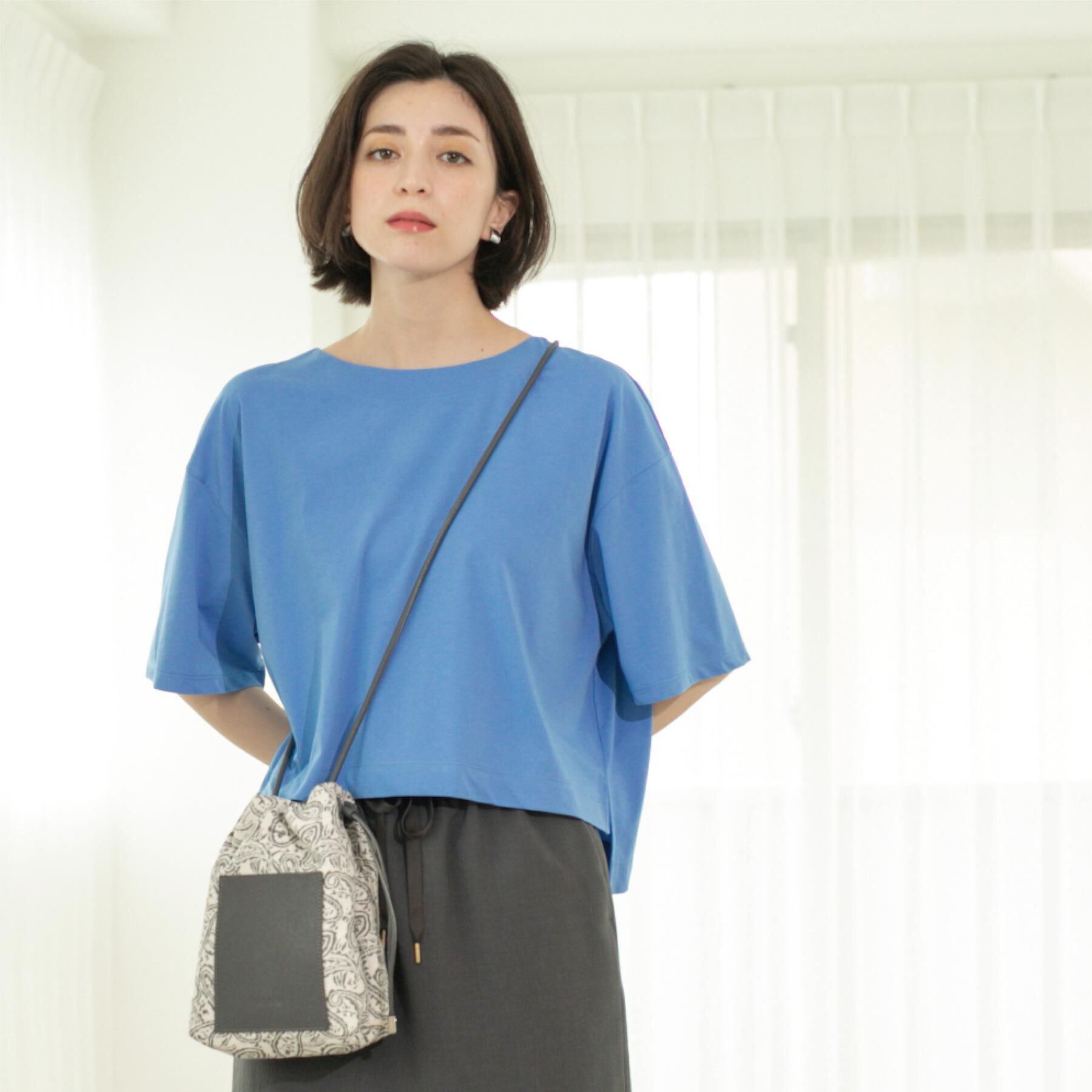 OPAQUE.CLIP「ボートネックショートTシャツ【洗濯機洗い可】」|Tシャツ・カットソー|