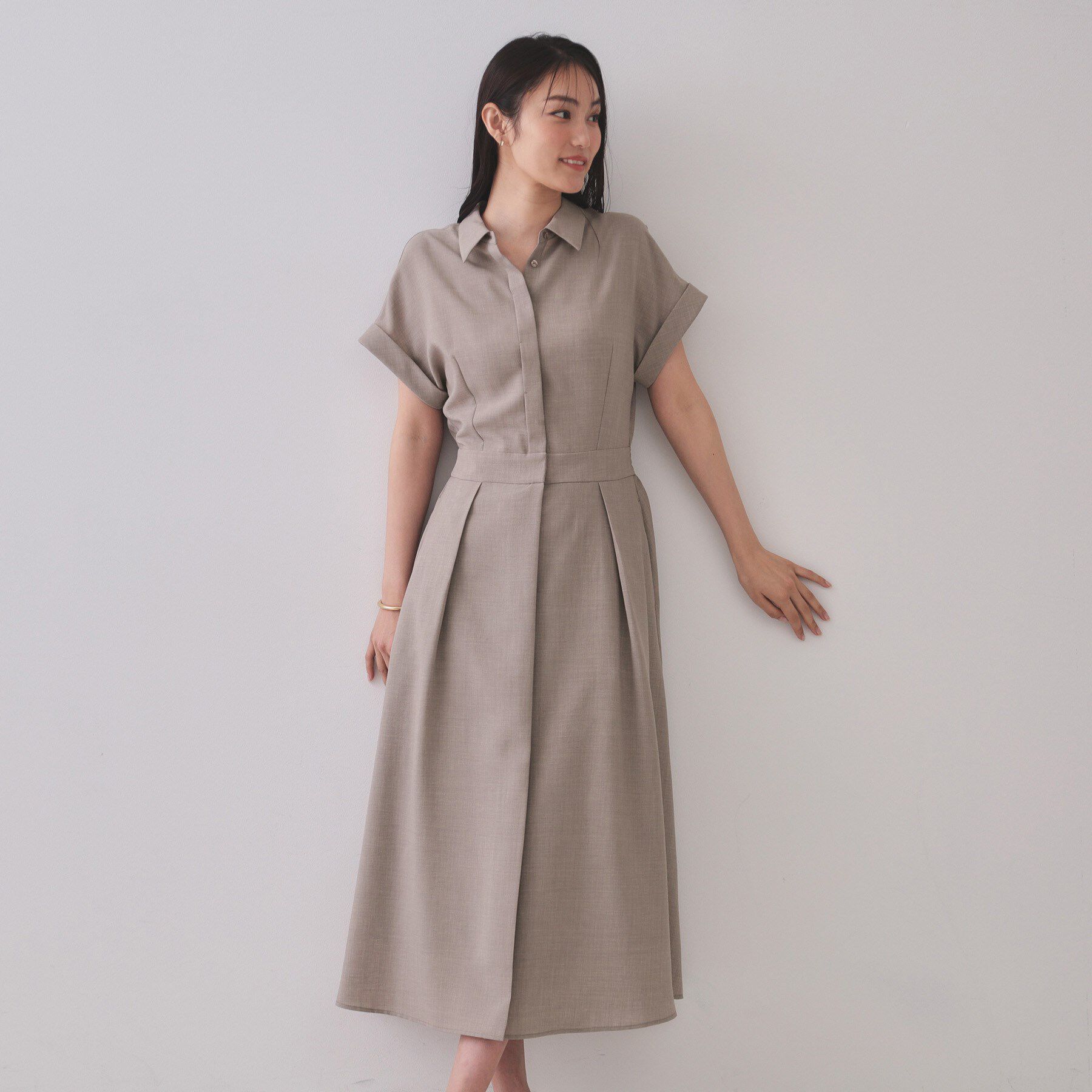 OPAQUE.CLIP「リネンライクシャツワンピース【洗濯機洗い可/吸水速乾/接触冷感】」|ワンピース|