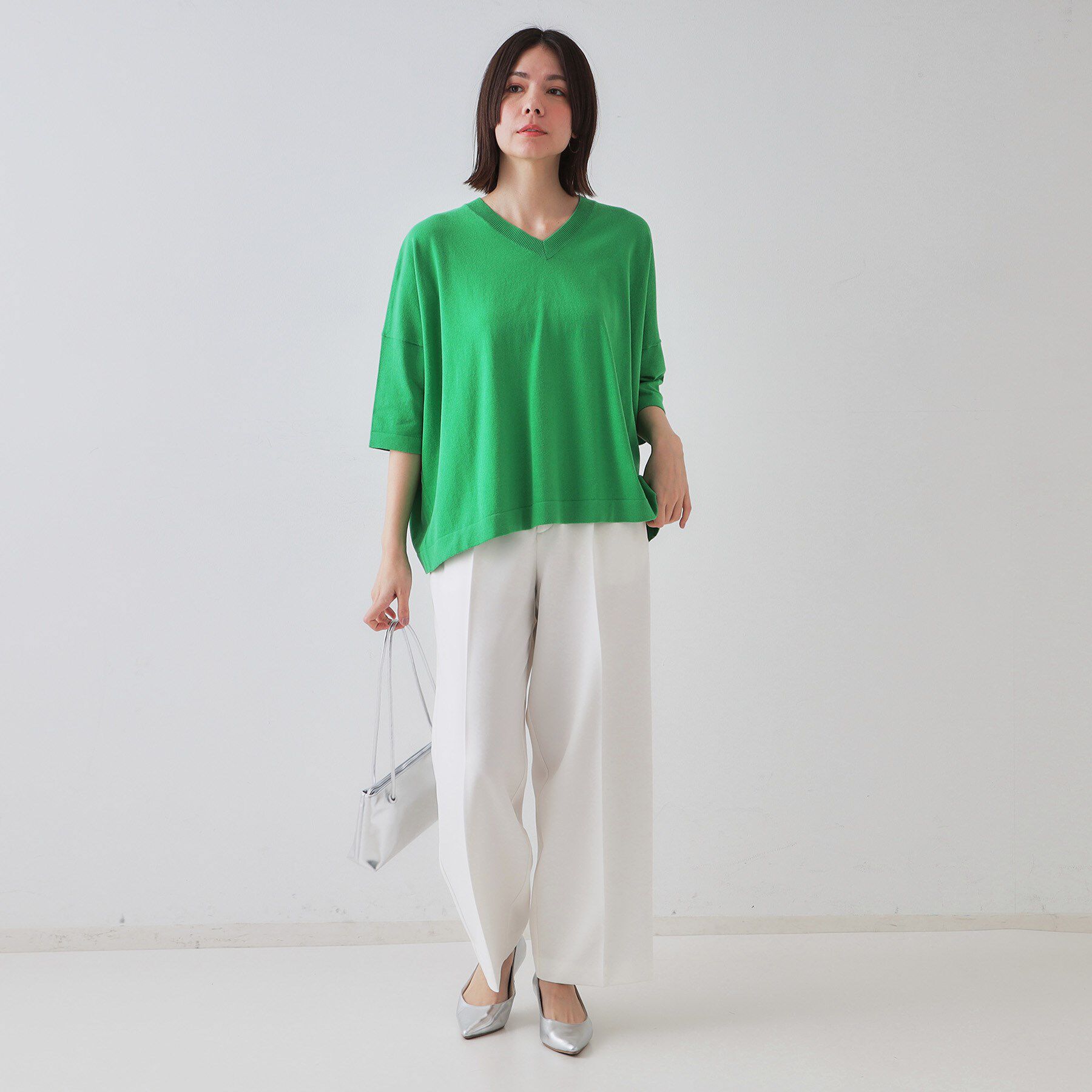 OPAQUE.CLIP「リラクシーワイドVネックニット【洗濯機洗い可】」|ニット・セーター|