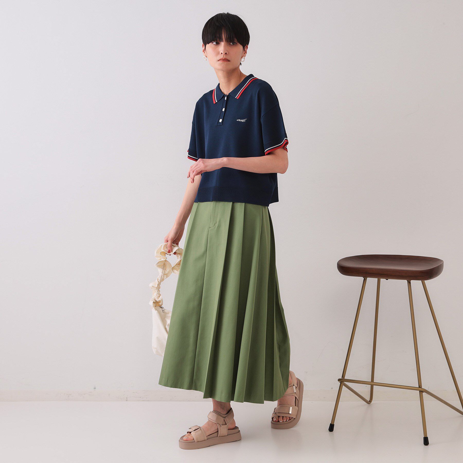 OPAQUE.CLIP「ロゴ刺繍ポロニット【洗濯機洗い可／抗ピル】」|ニット・セーター|