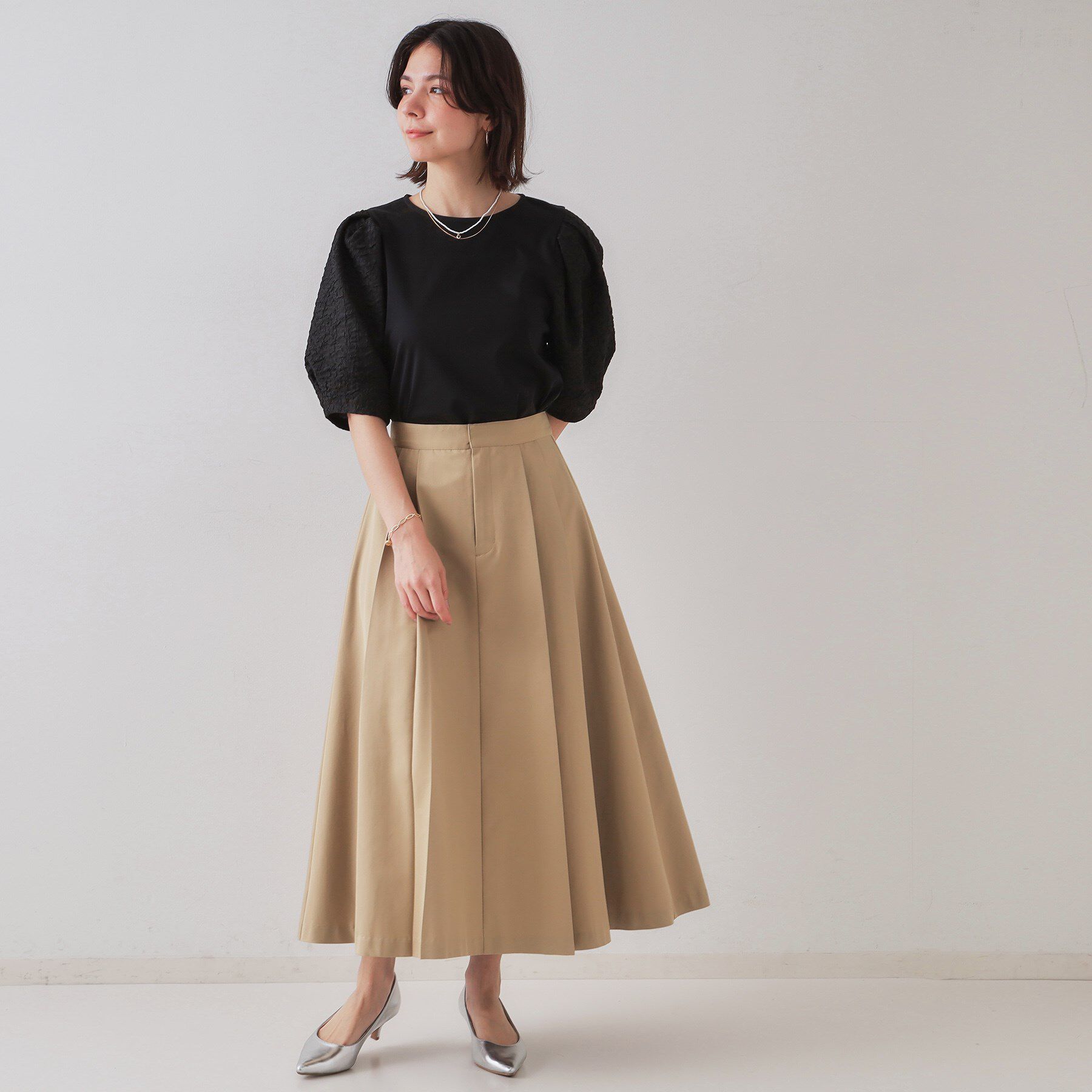 OPAQUE.CLIP「ふくれドッキングスリーブトップス【洗濯機洗い可】」|Tシャツ・カットソー|