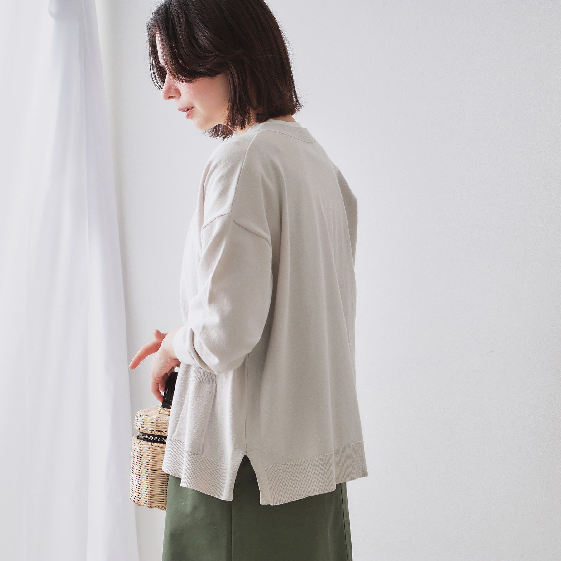 OPAQUE.CLIP「ワイドVネックニットカーディガン【洗濯機洗い可】」|カーディガン|