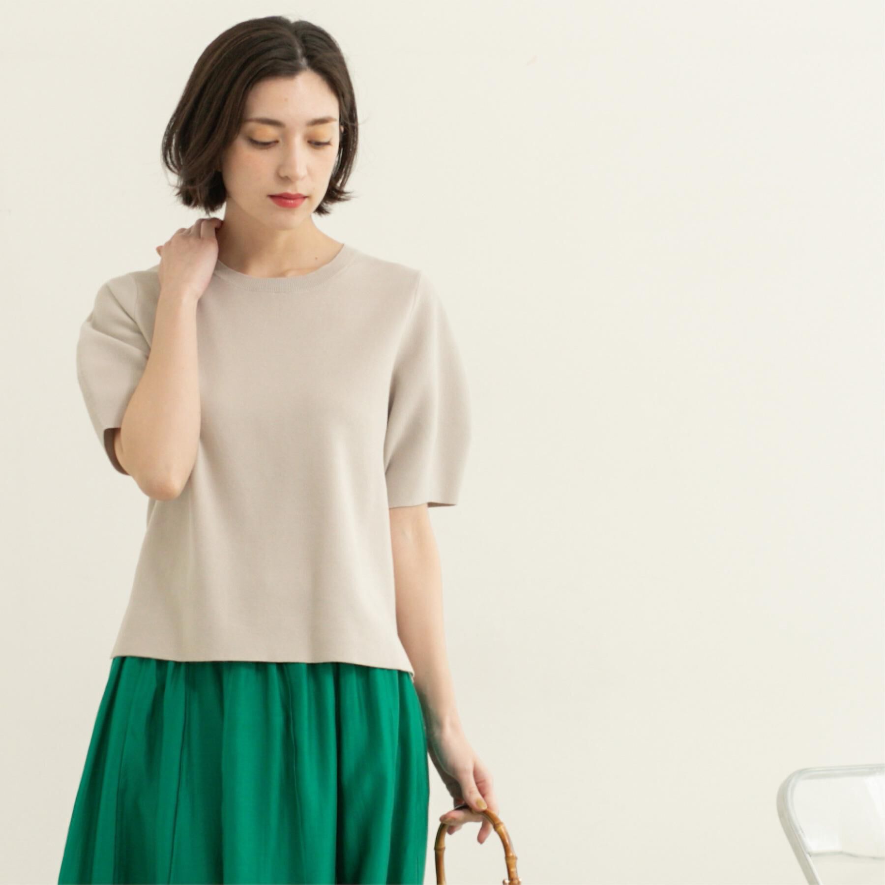 OPAQUE.CLIP「カーブスリーブニット【UV/洗濯機洗い可】」|ニット・セーター|