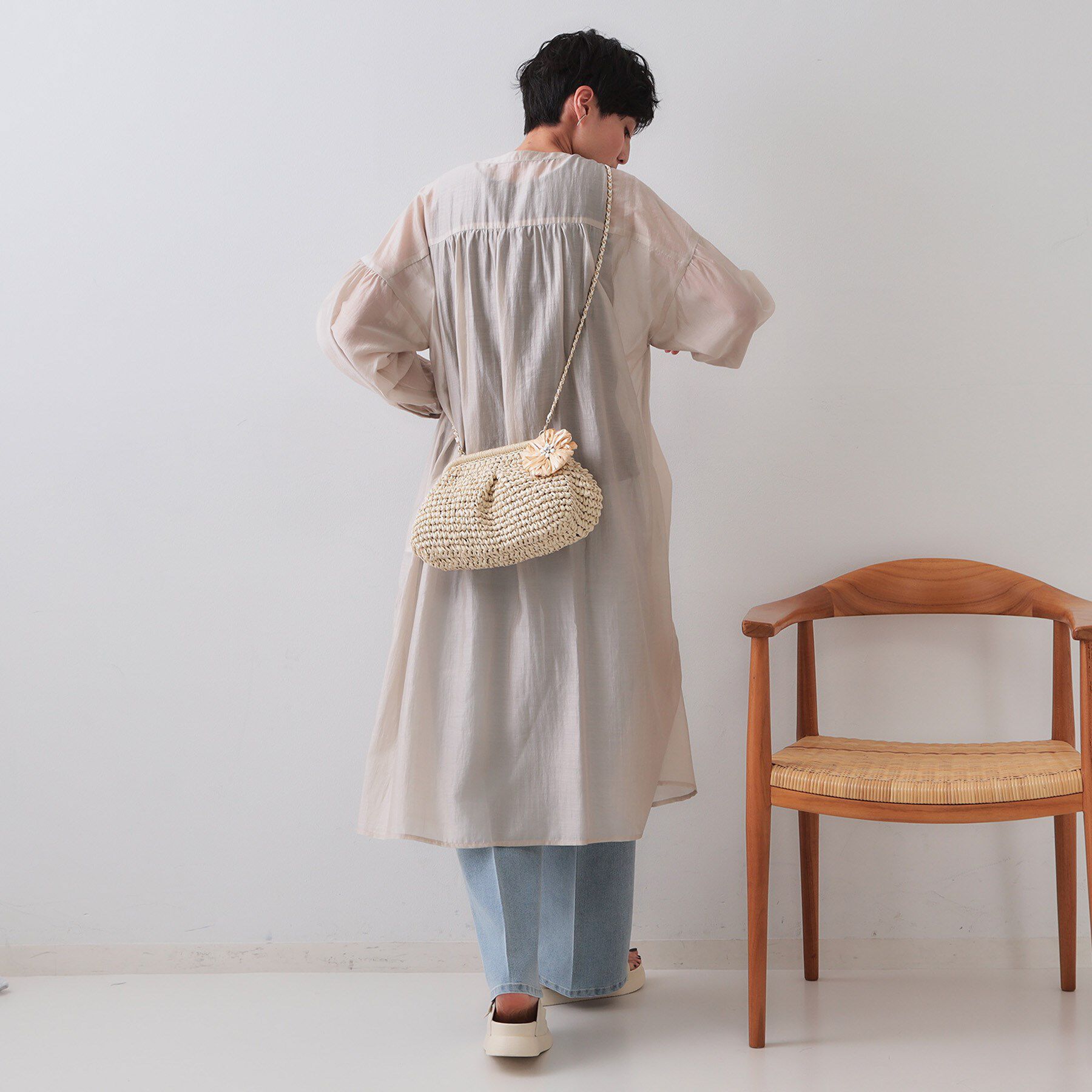 OPAQUE.CLIP「【3WAY】フラワークリップ付きがま口ペーパーショルダーバッグ」|ショルダー・メッセンジャー|