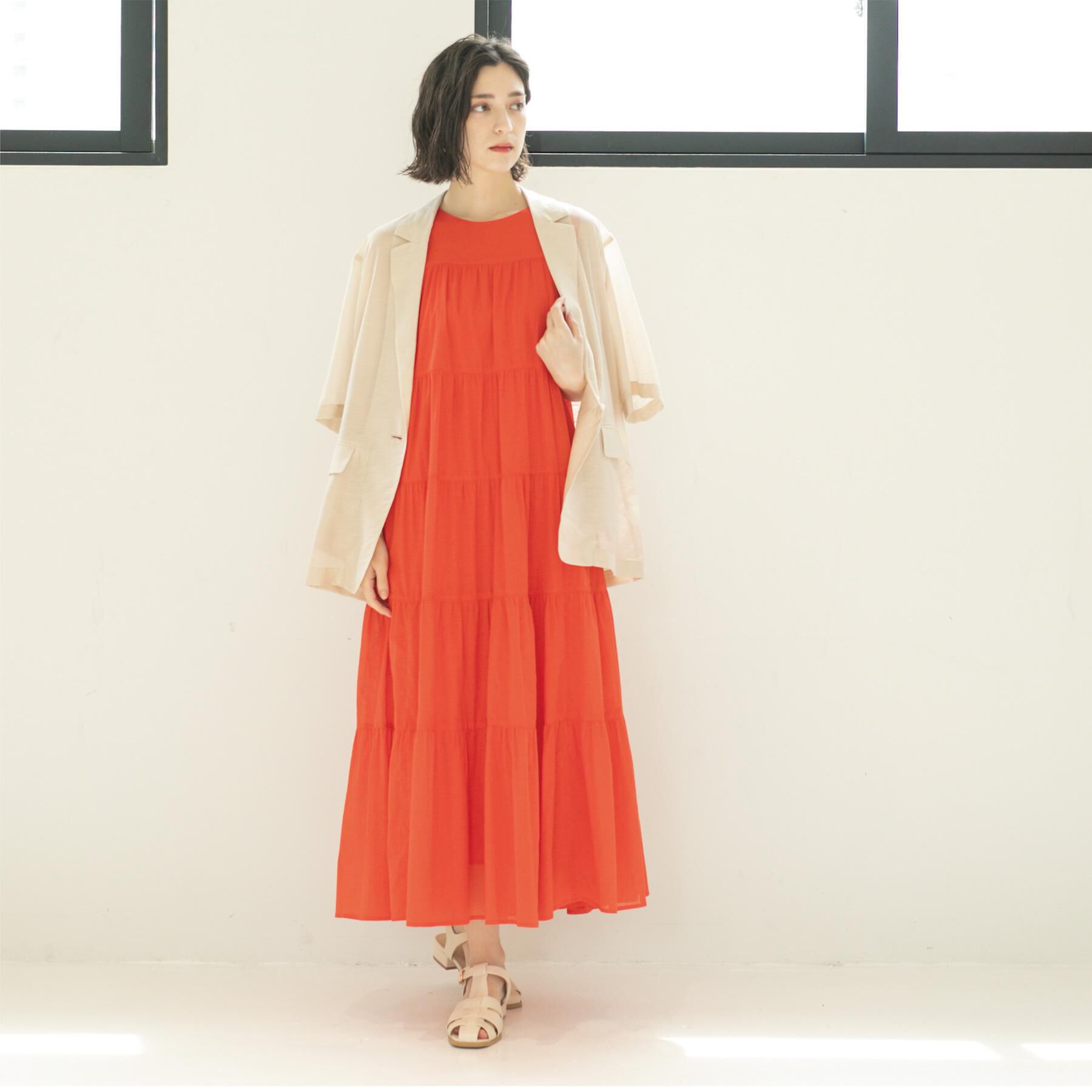 OPAQUE.CLIP「《Can Cam掲載》ティアードマキシドレス/オーガニックコットン混【洗濯機洗い可】」|ワンピース|