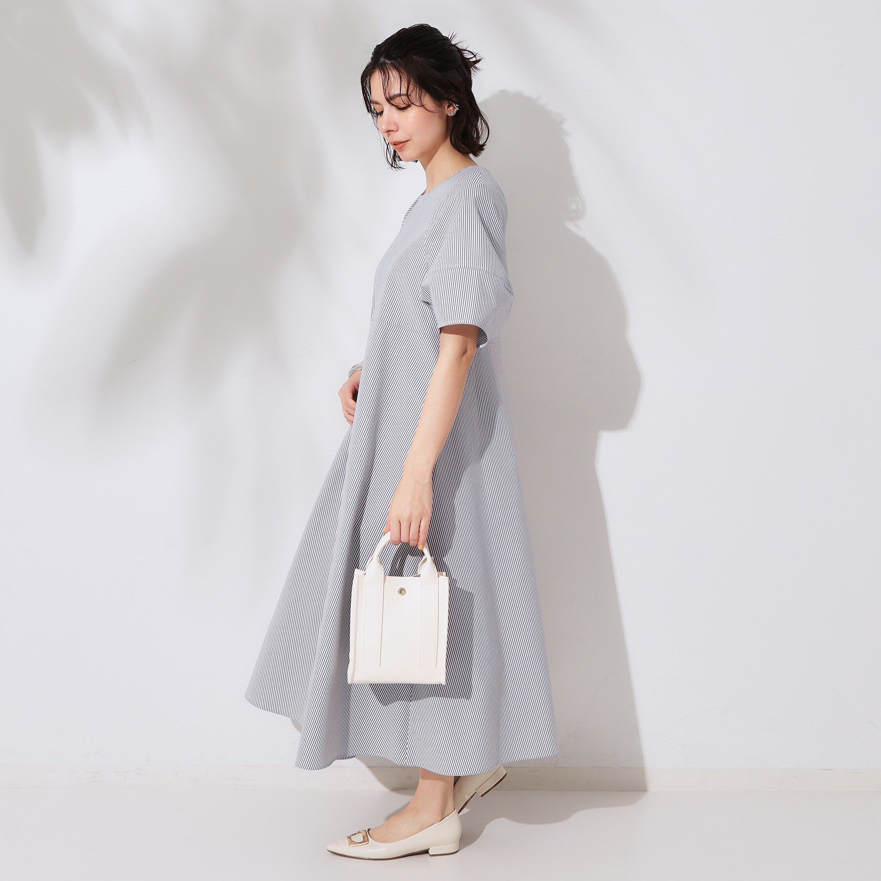 OPAQUE.CLIP「サッカーストライプワンピース【吸水速乾/イージーアイロン/洗濯機洗い可】」|ワンピース|