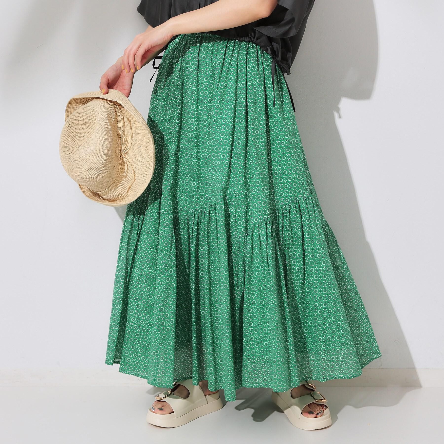 OPAQUE.CLIP「ギャザーフレアスカート/オーガニックコットン混【洗濯機洗い可】」|スカート|