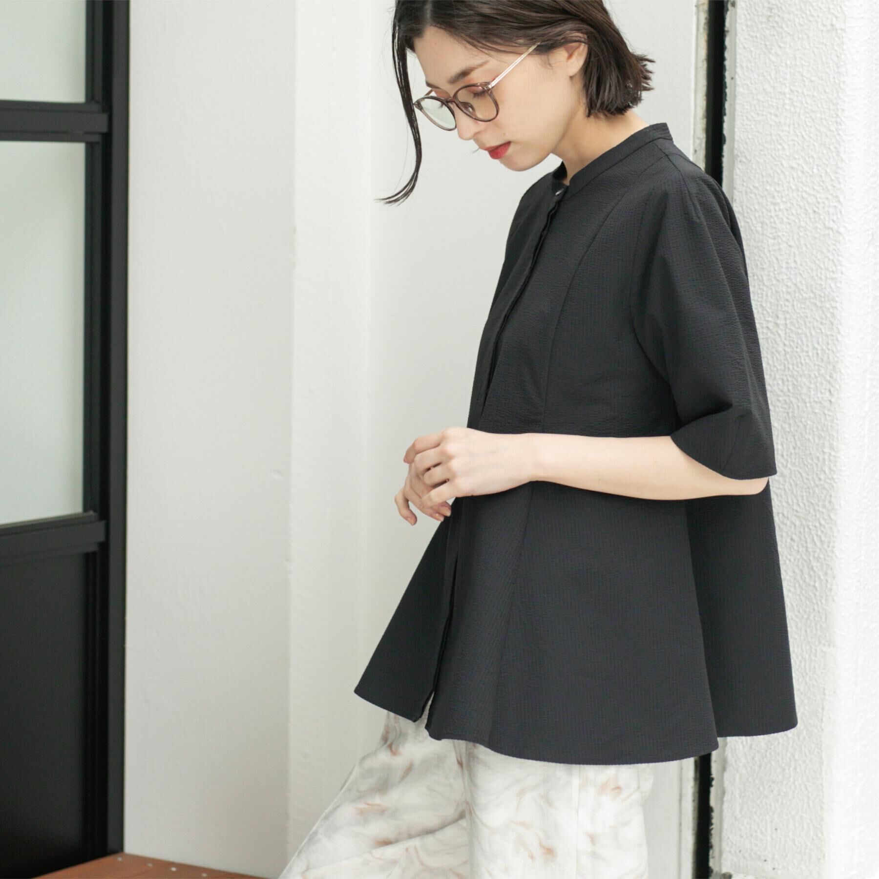 OPAQUE.CLIP「サッカーストライプペプラムブラウス【吸水速乾/イージーアイロン/洗濯機洗い可】」|シャツ・ブラウス|