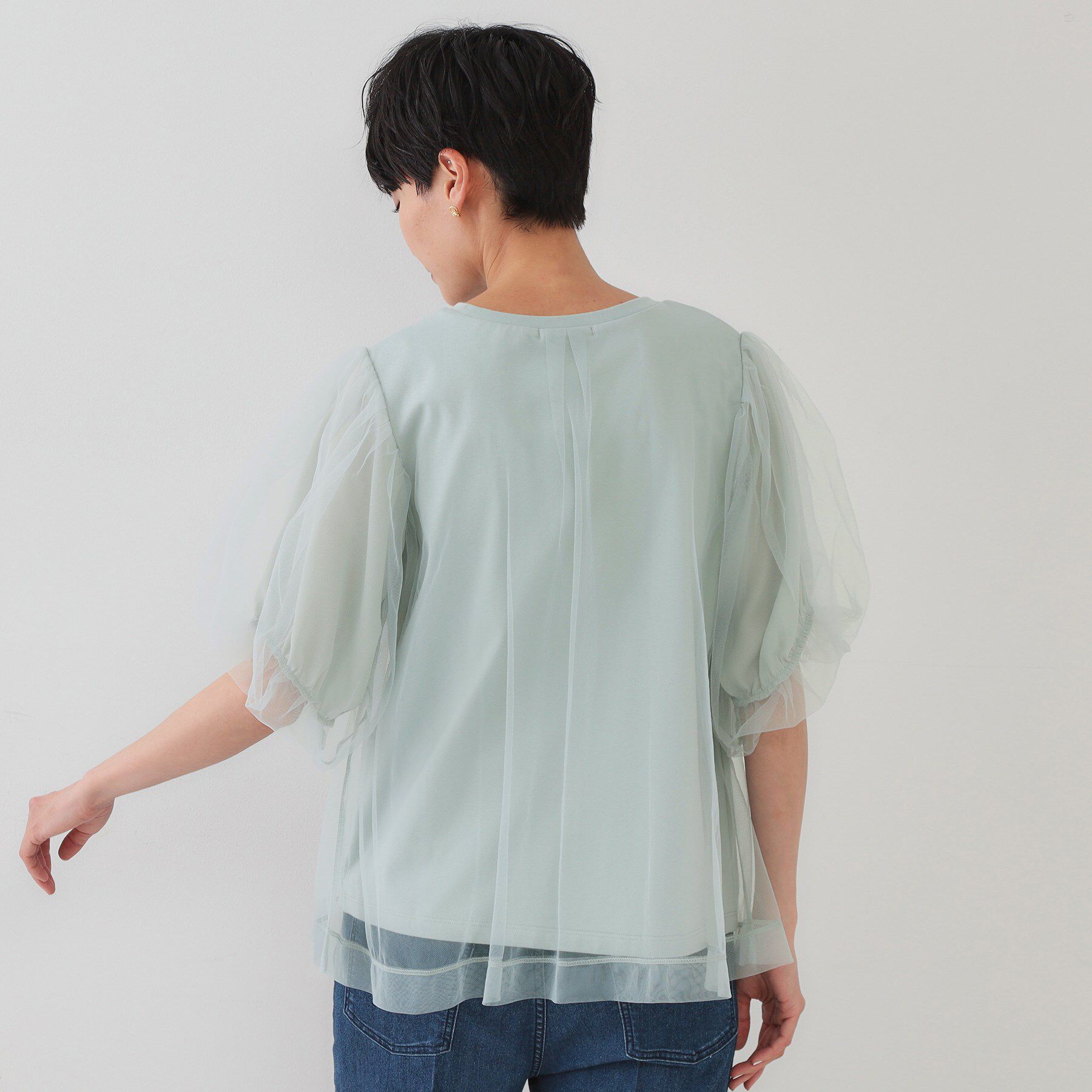 OPAQUE.CLIP「チュールレイヤードトップス【洗濯機洗い可】」|Tシャツ・カットソー|