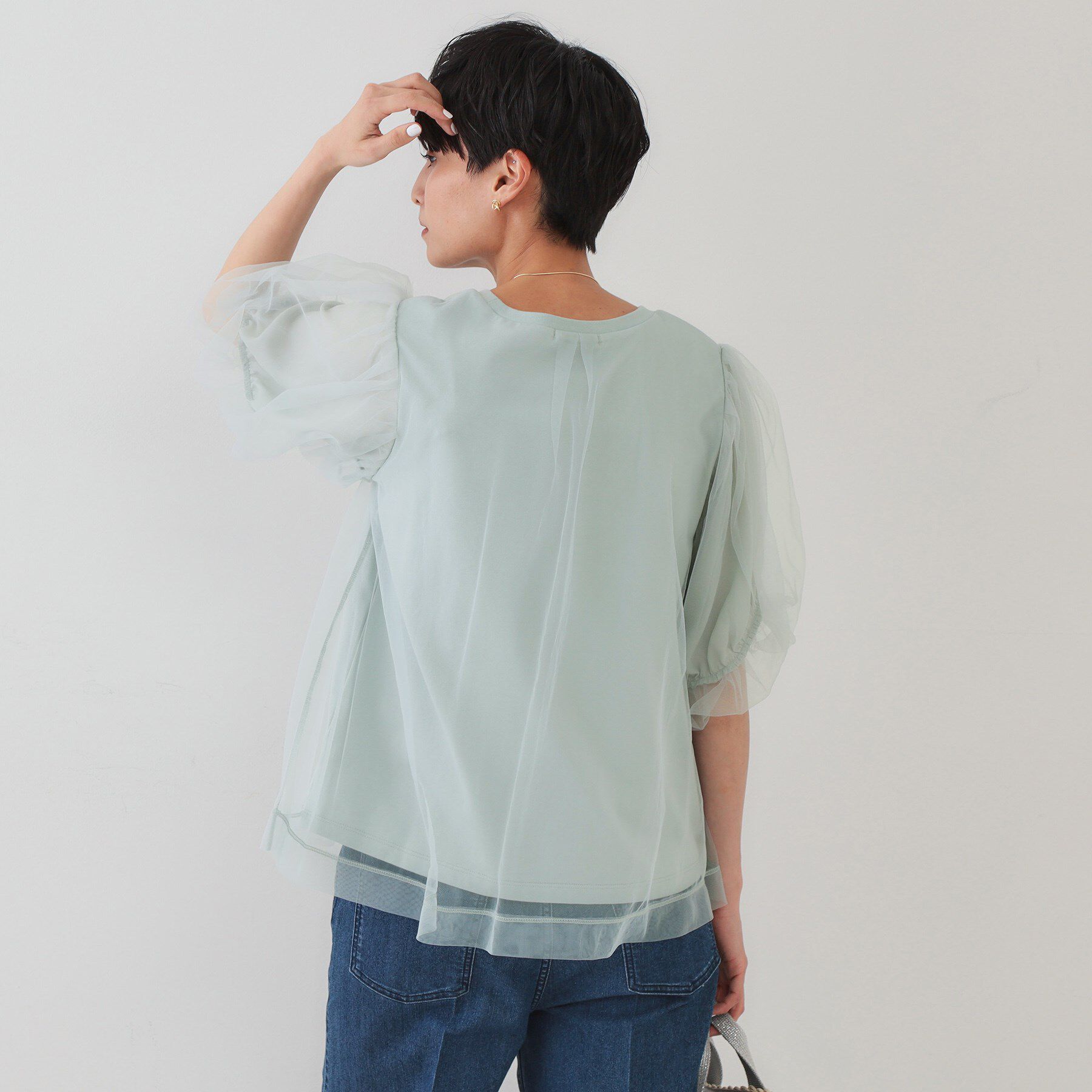 OPAQUE.CLIP「チュールレイヤードトップス【洗濯機洗い可】」|Tシャツ・カットソー|