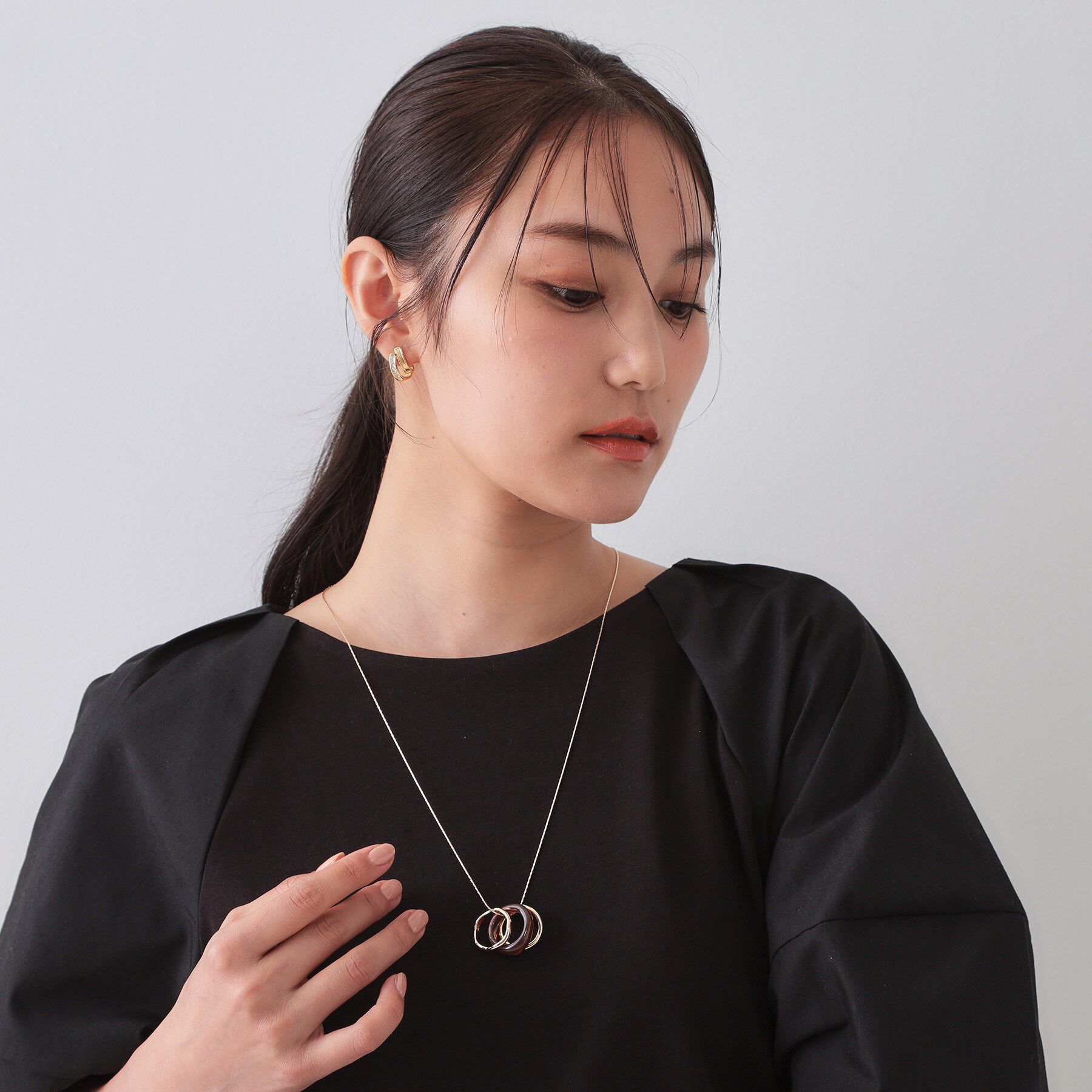 OPAQUE.CLIP「3種パーツリングネックレス」|ネックレス|