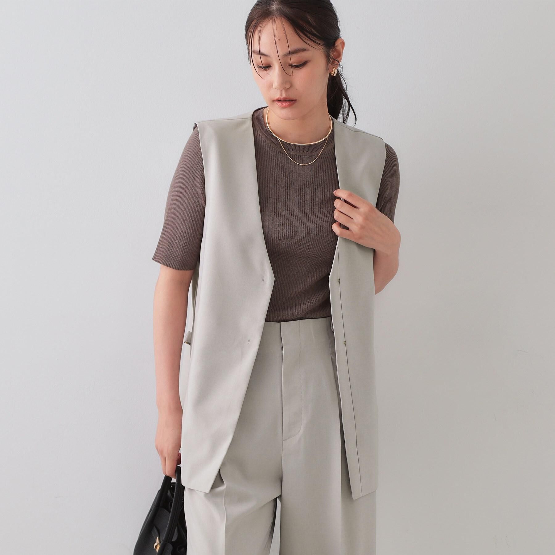 OPAQUE.CLIP「ストレッチVネックジレ/セットアップ対応【UV/接触冷感/洗濯機洗い可/抗ピル】」|ベスト・ジレ|