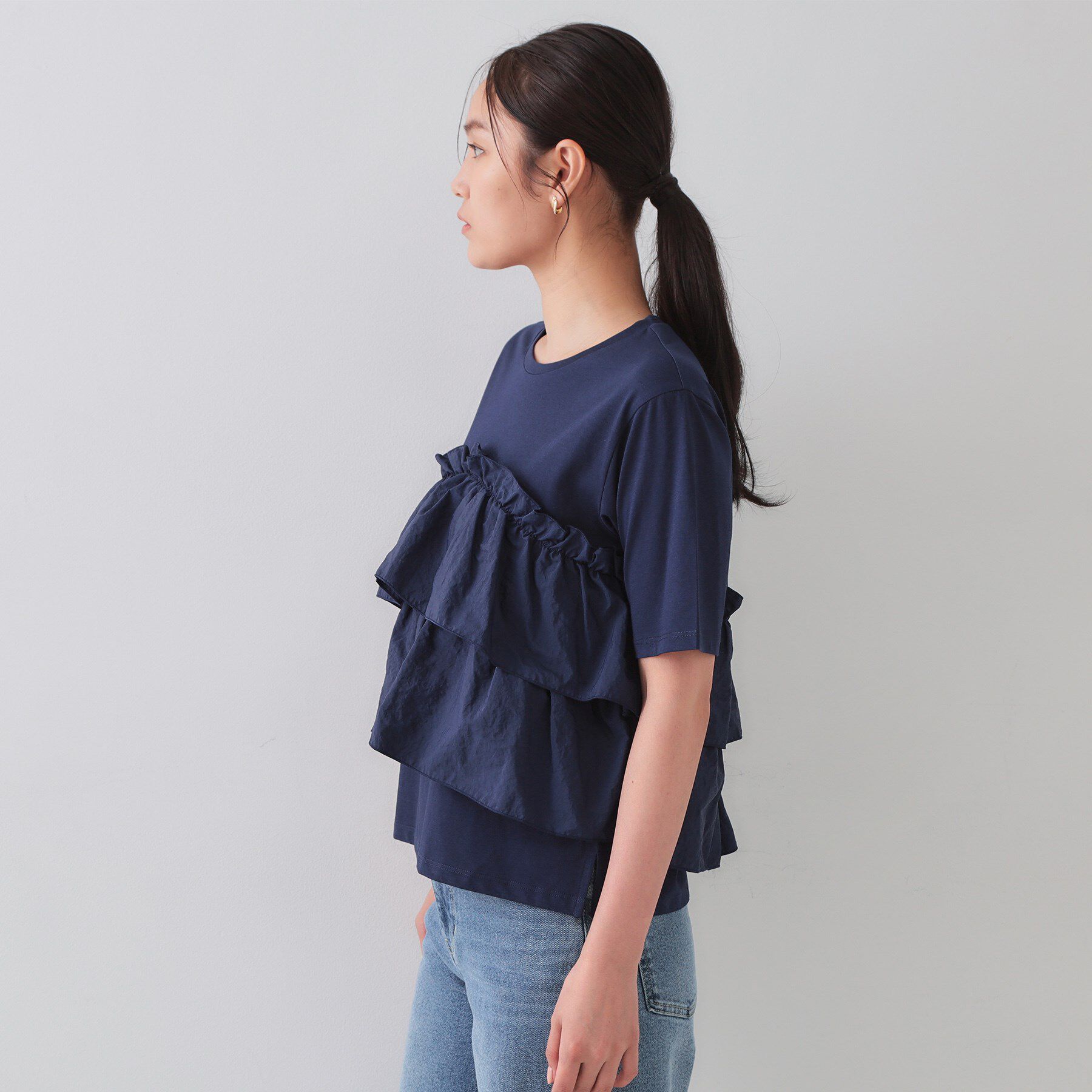 OPAQUE.CLIP「ダブルフリルデザイントップス【洗濯機洗い可】」|Tシャツ・カットソー|