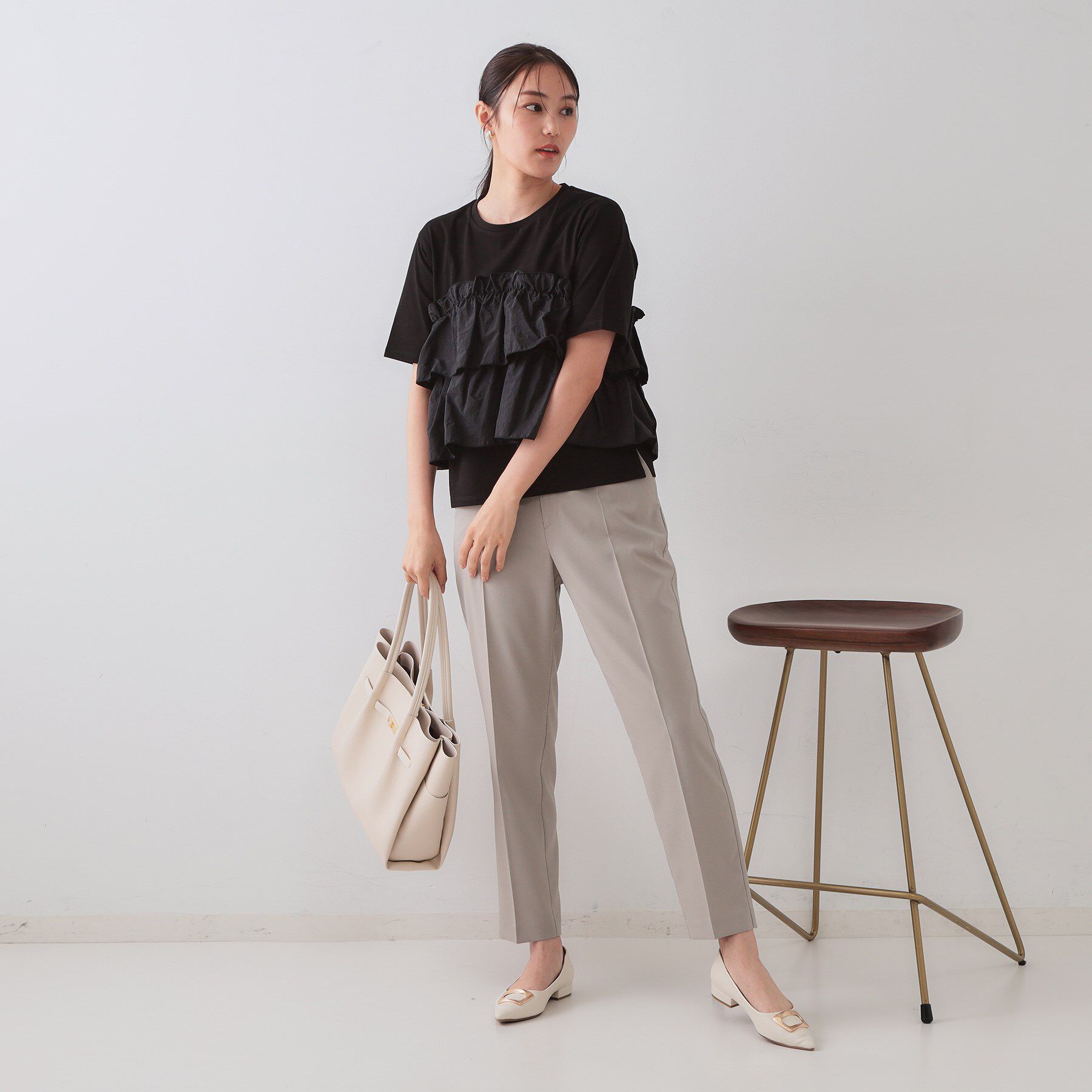 OPAQUE.CLIP「ダブルフリルデザイントップス【洗濯機洗い可】」|Tシャツ・カットソー|