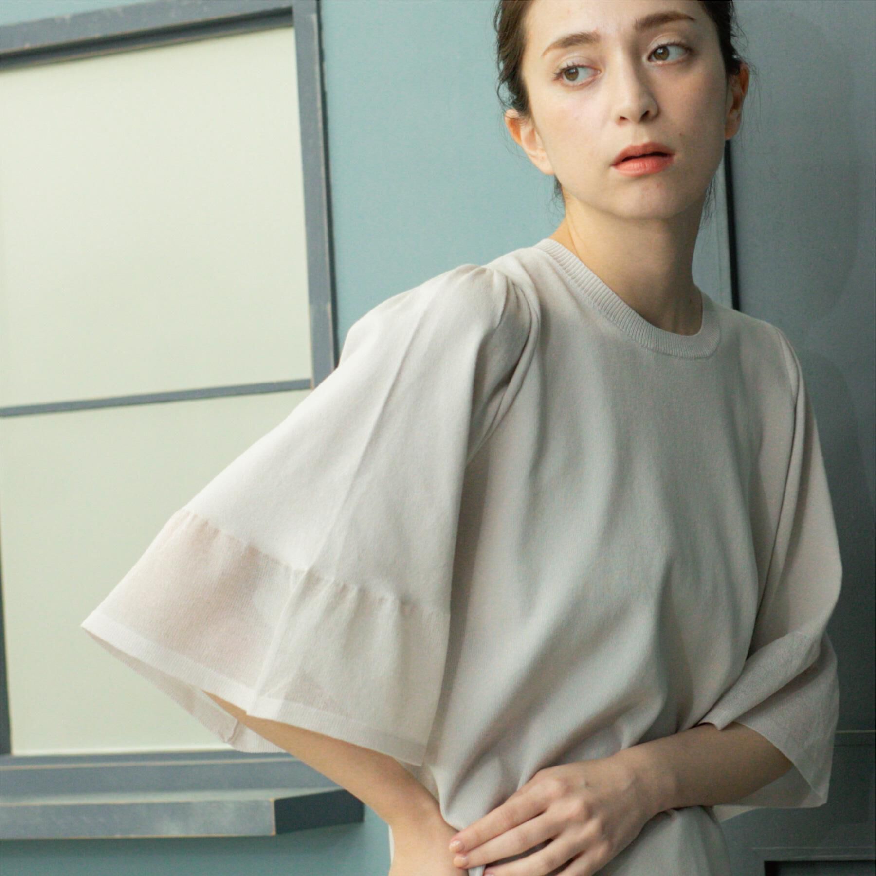 OPAQUE.CLIP「《5色展開》シアーフレアスリーブニット【洗濯機洗い可】」|ニット・セーター|