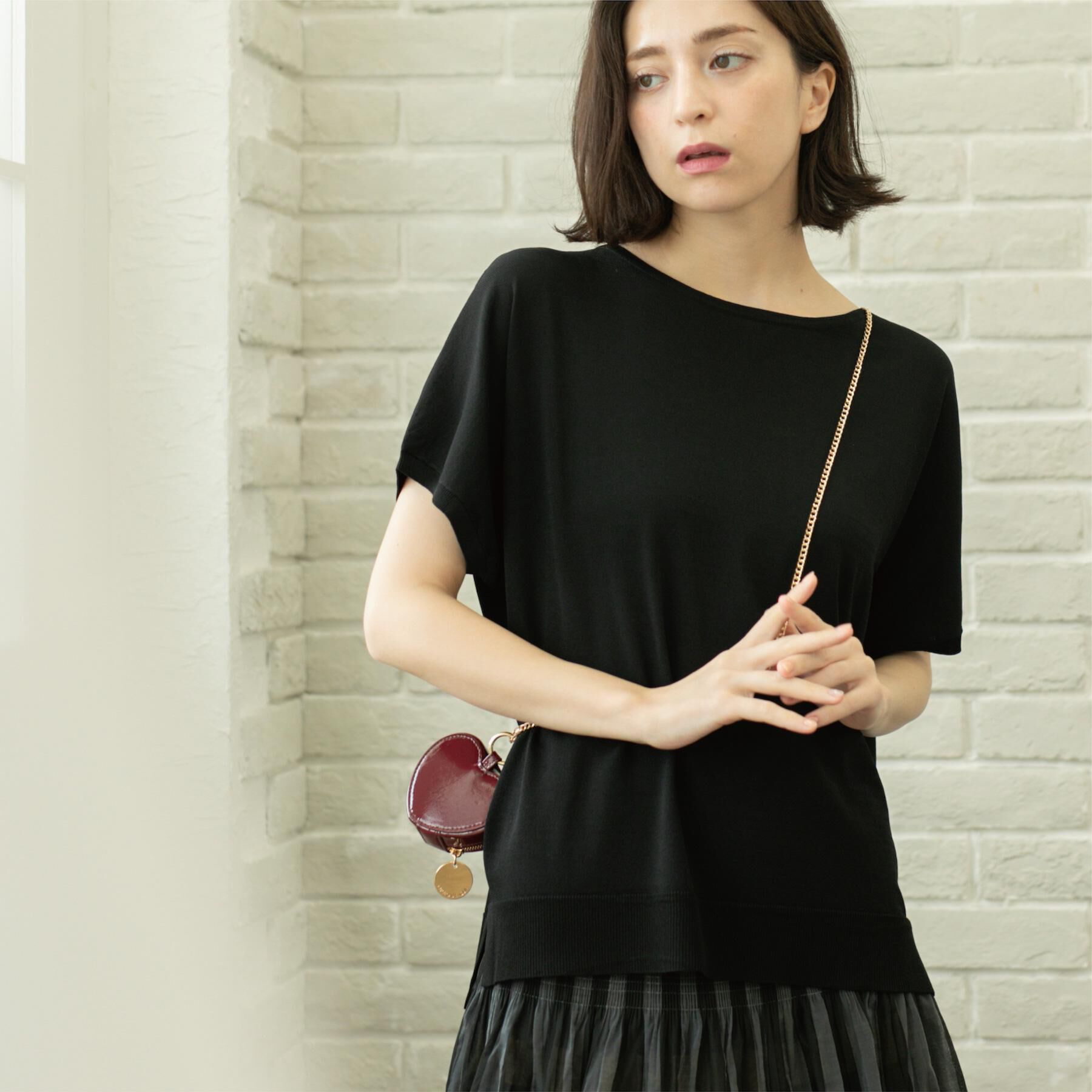 OPAQUE.CLIP「《6色展開/S-LLサイズ》ドルマンスリーブニット【UV/接触冷感/洗濯機洗い可/抗ピル】」|ニット・セーター|ブラック(019)