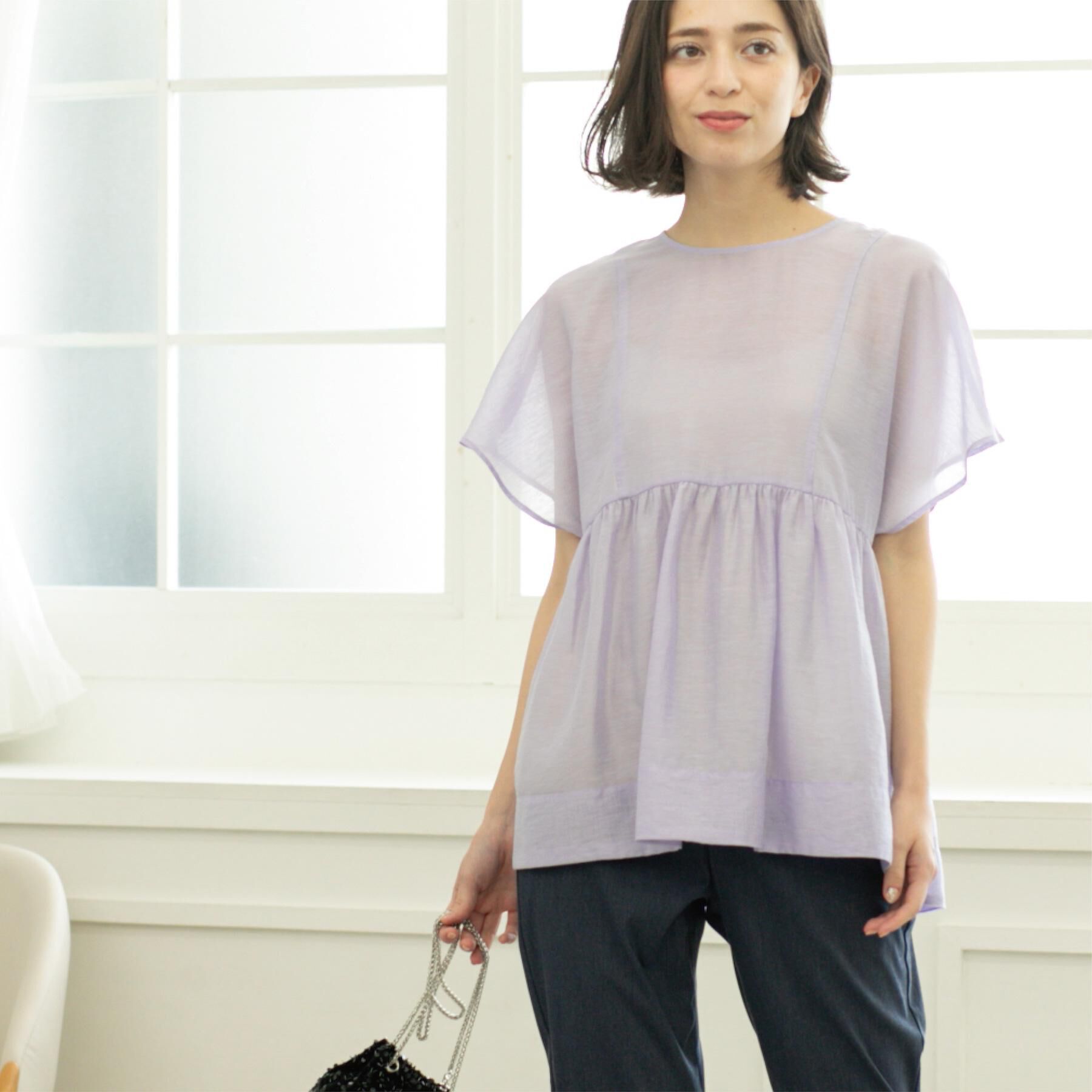 OPAQUE.CLIP「麻混シアーペプラムブラウス【洗濯機洗い可】」|シャツ・ブラウス|